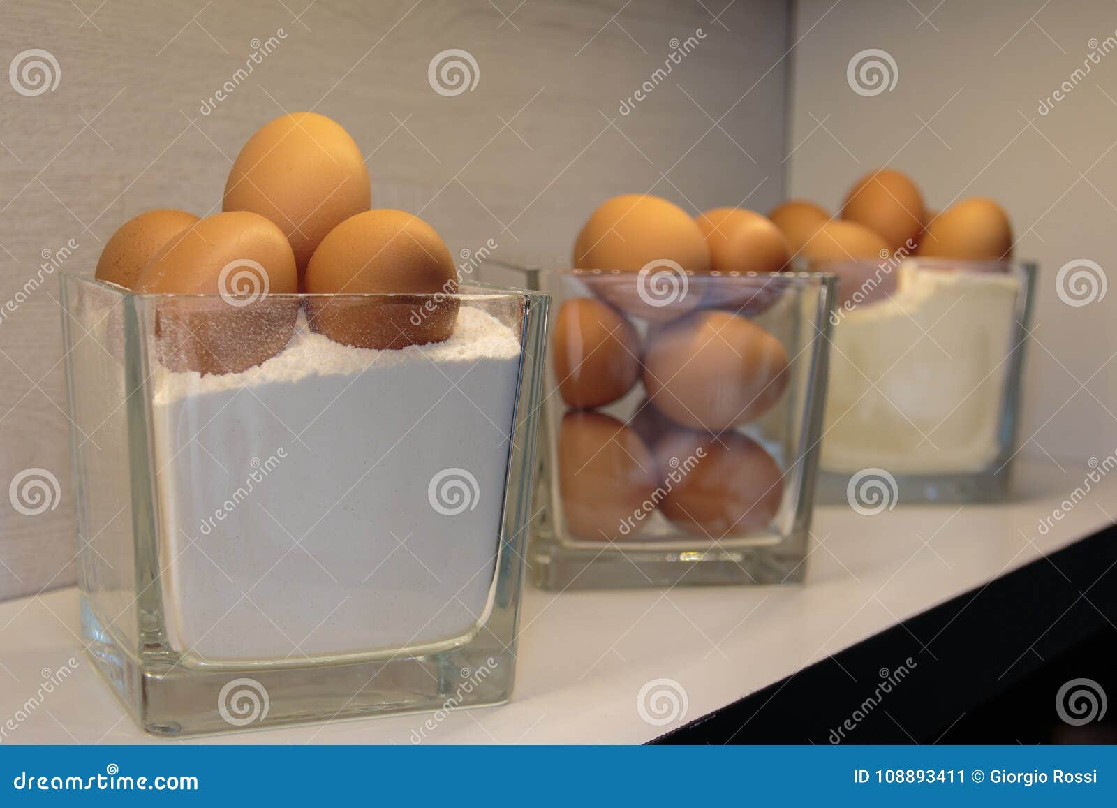 Eggs Inside Glass Container with Flour Stock Image Image of fresh
