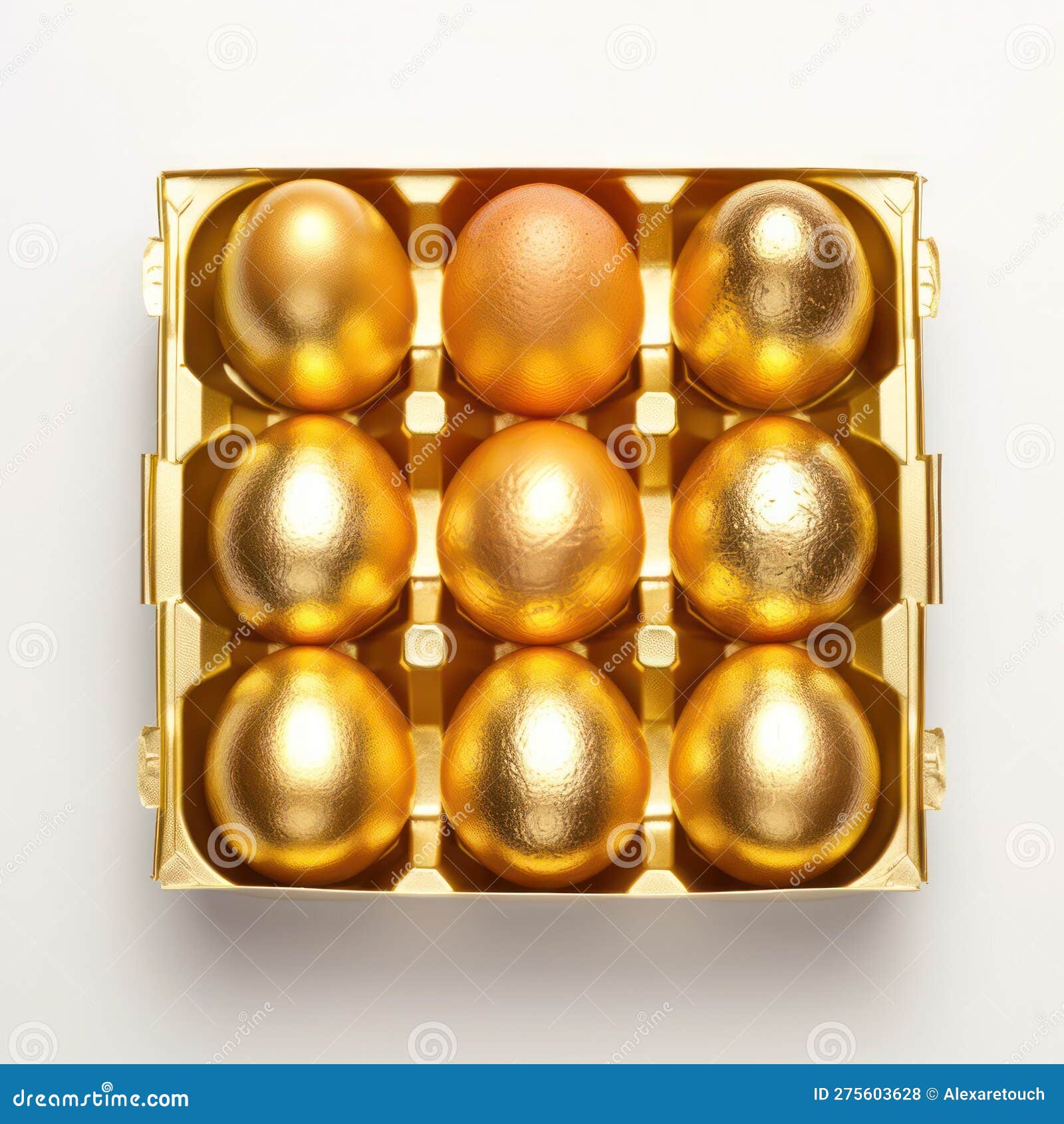 Eggs Made of Gold Metal .decoration Design.Generative AI Stock