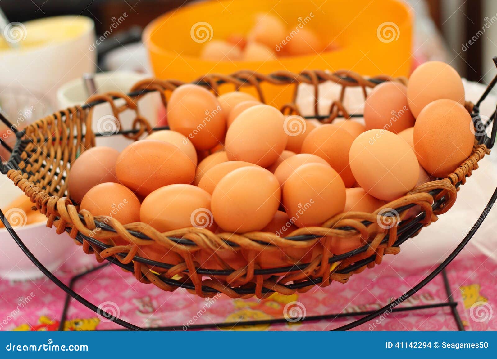 Eggs at the Market in the Basket. Stock Photo Image of duck, asian