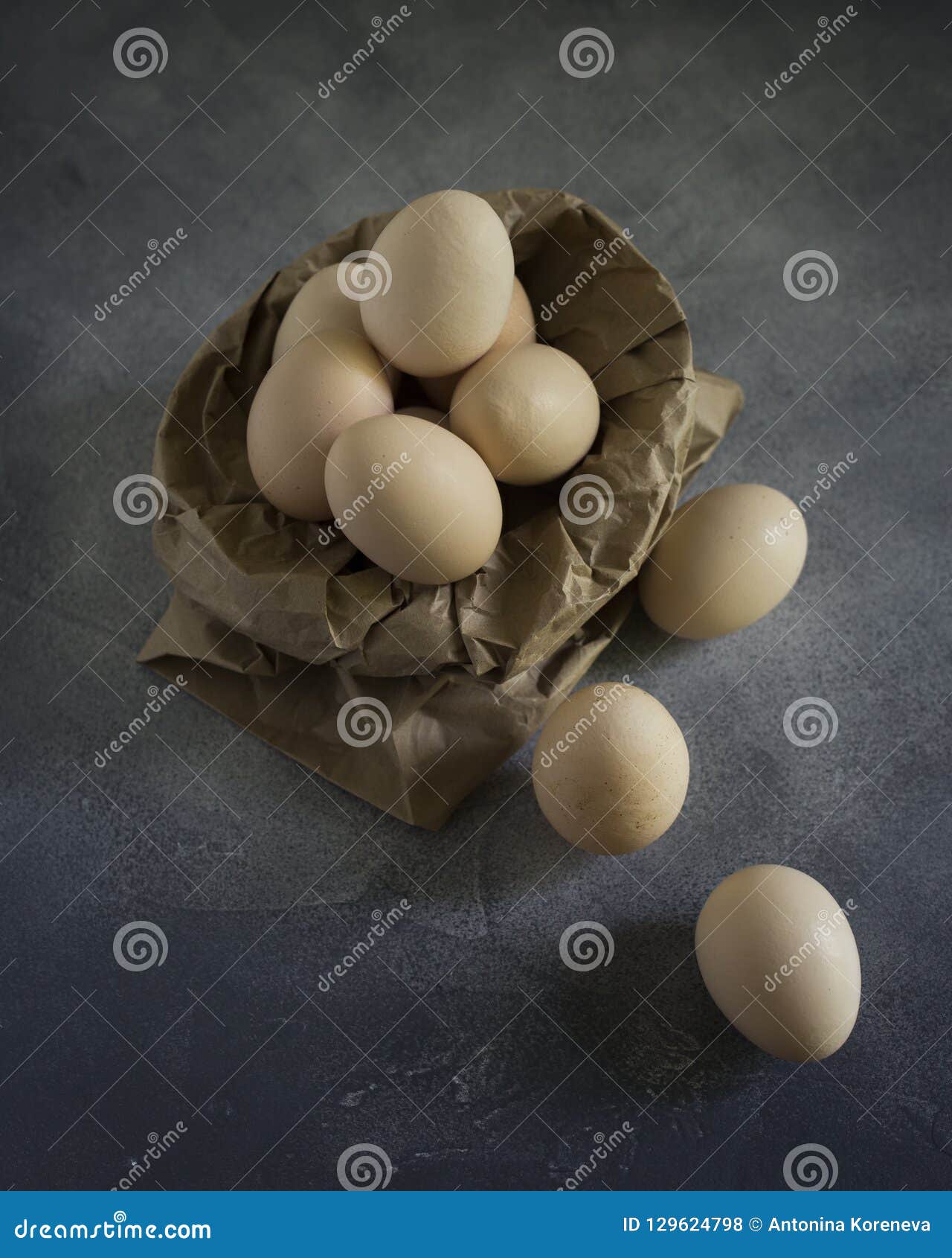 Eggs In Paper Bag At Gray Background Stock Photo Image of food, eggs