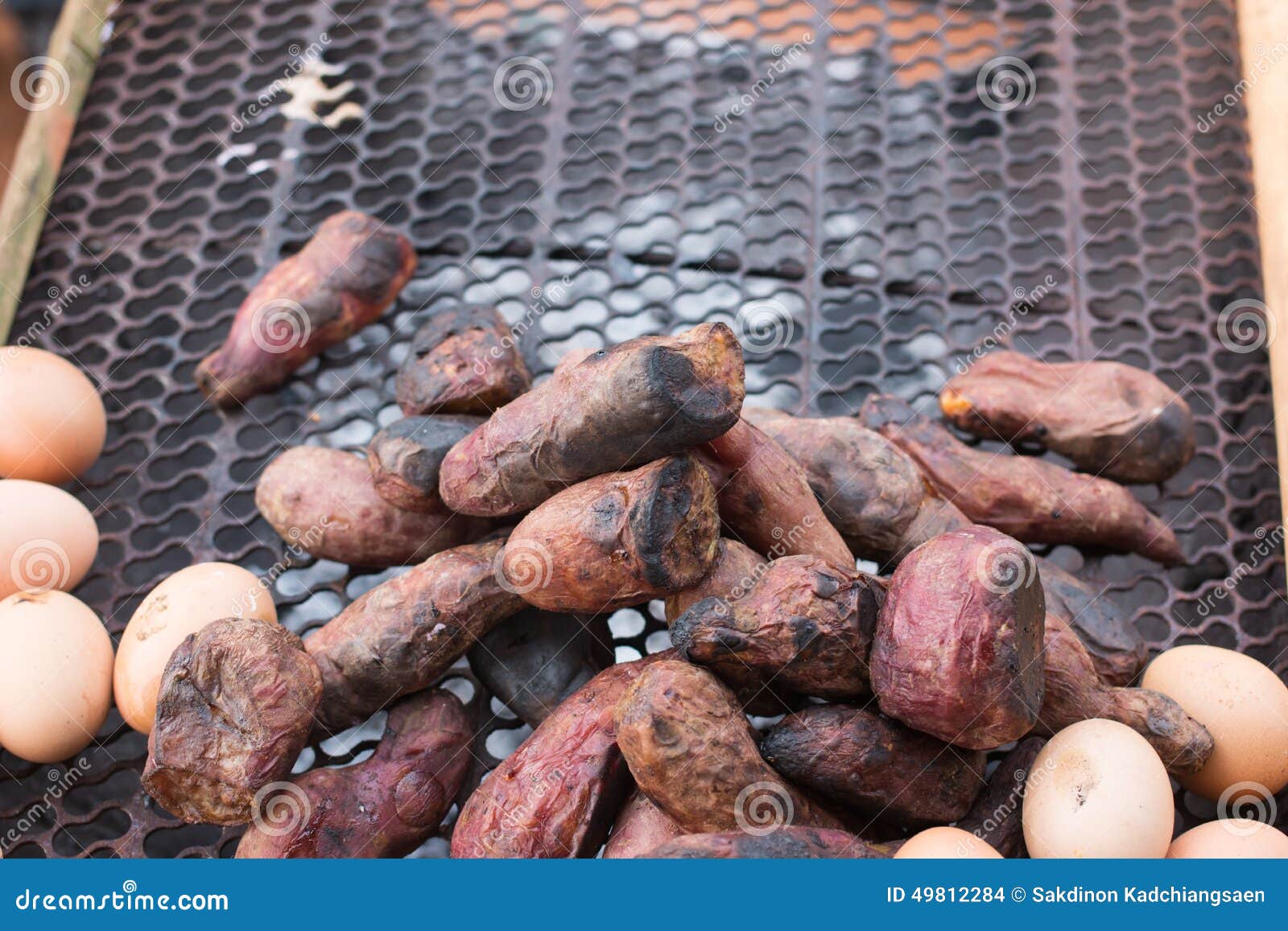 Eggs and Potato on the Grill Stock Photo Image of bowl, wedge 49812284