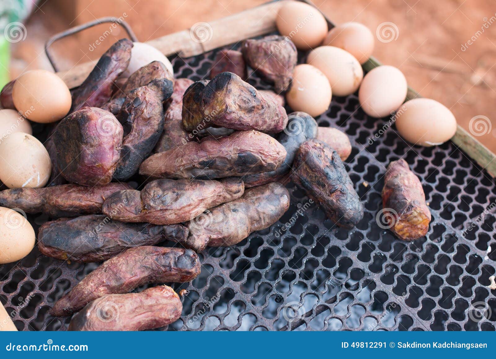 Eggs and Potato on the Grill Stock Image Image of grilled, french
