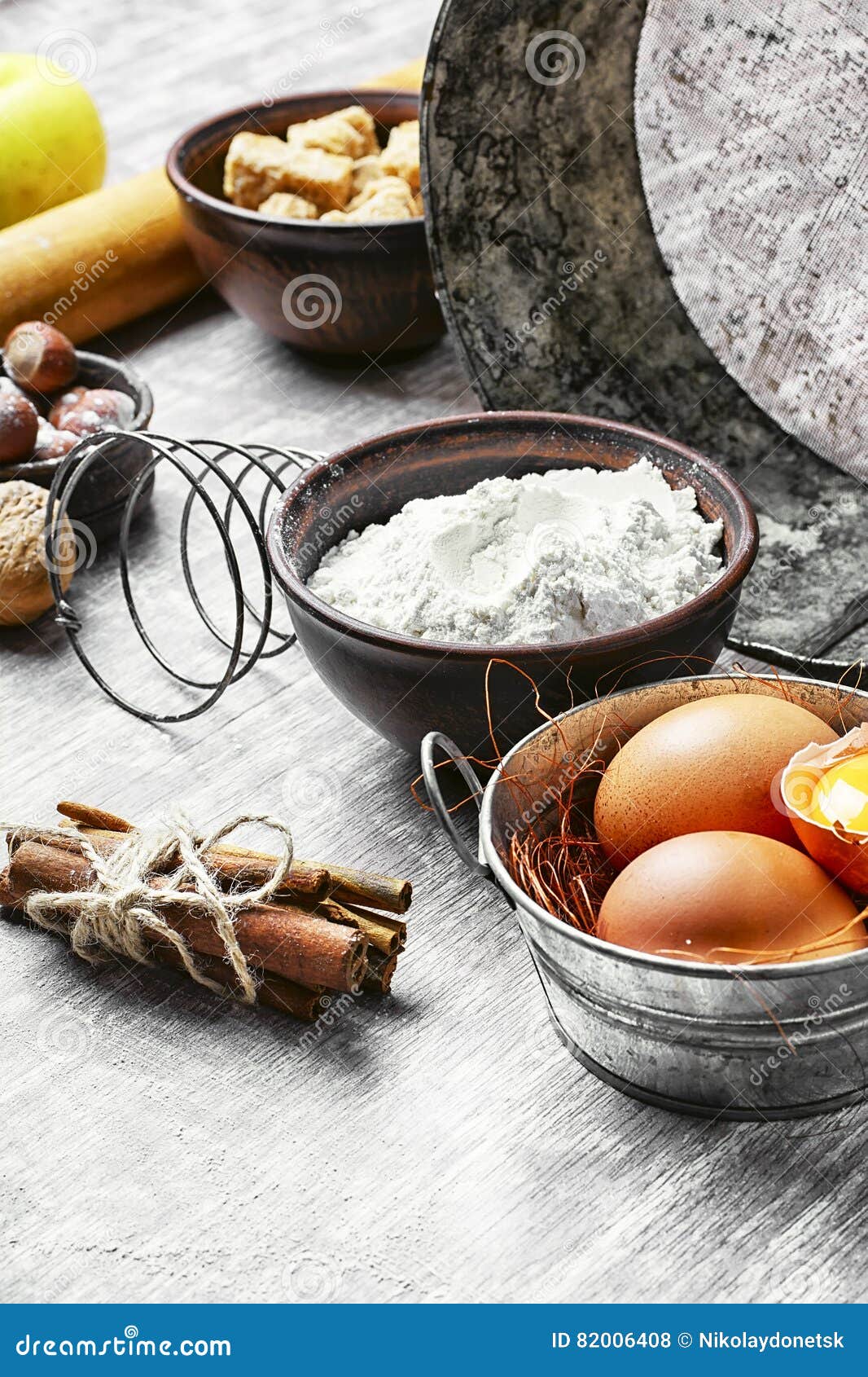 Eggs and wheat flour stock photo. Image of dough, dessert 82006408
