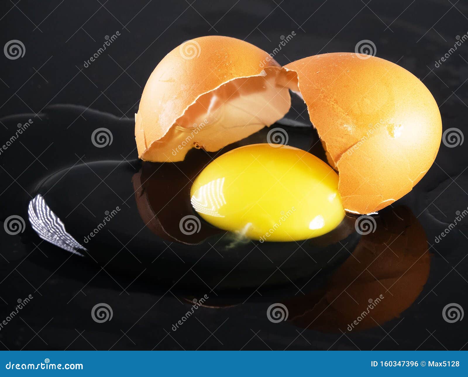eggshell is broken and the contents of egg flowed out