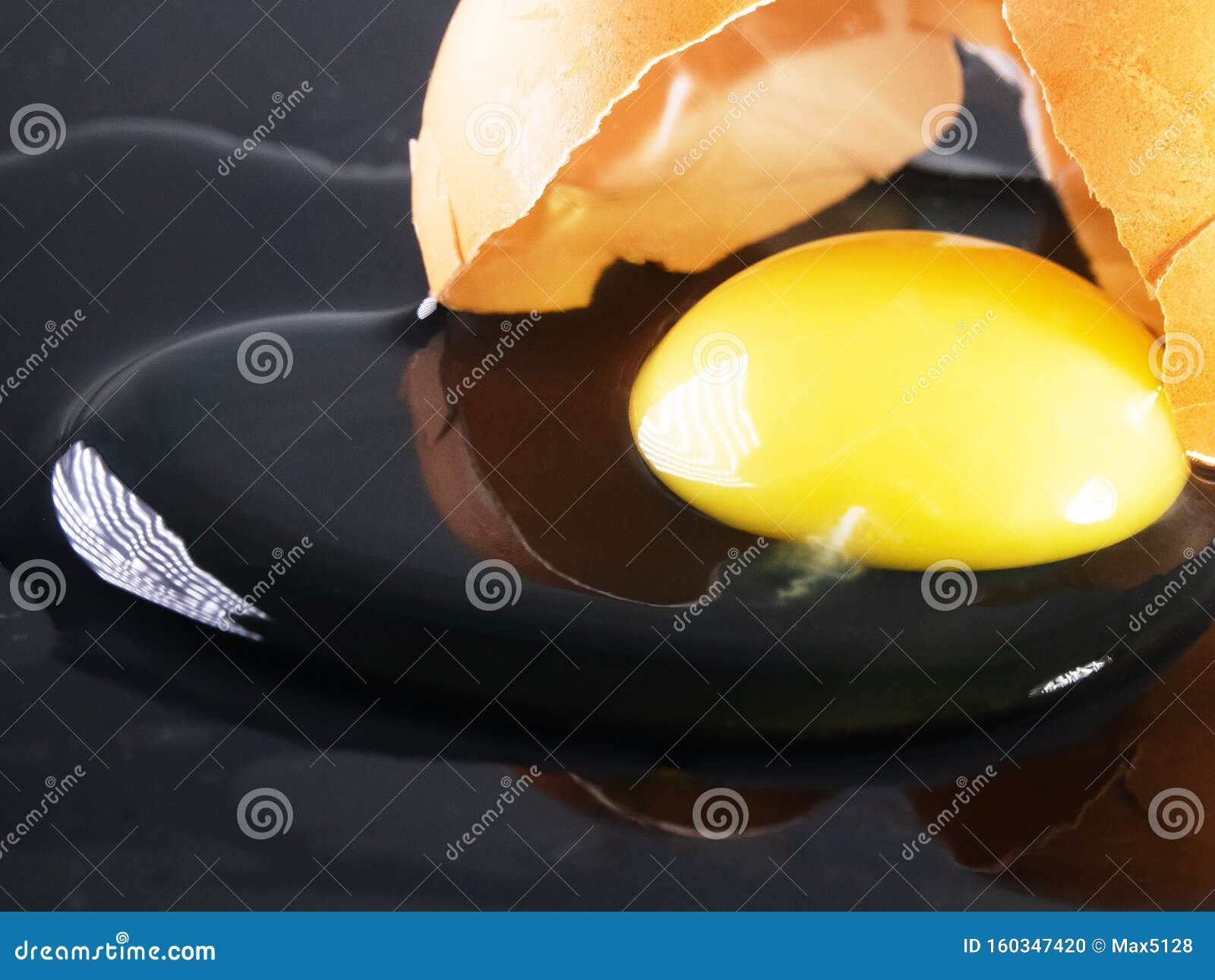 eggshell is broken and the contents of egg flowed out