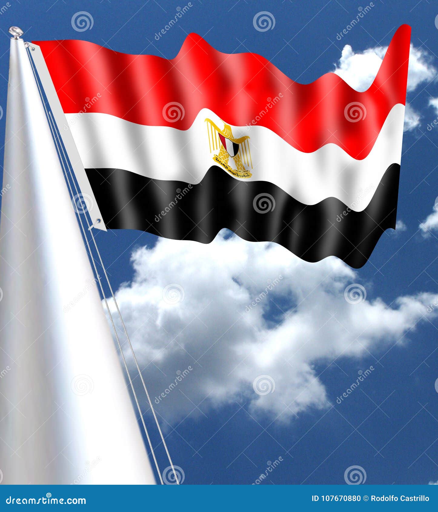 egipto flag sillky waving red