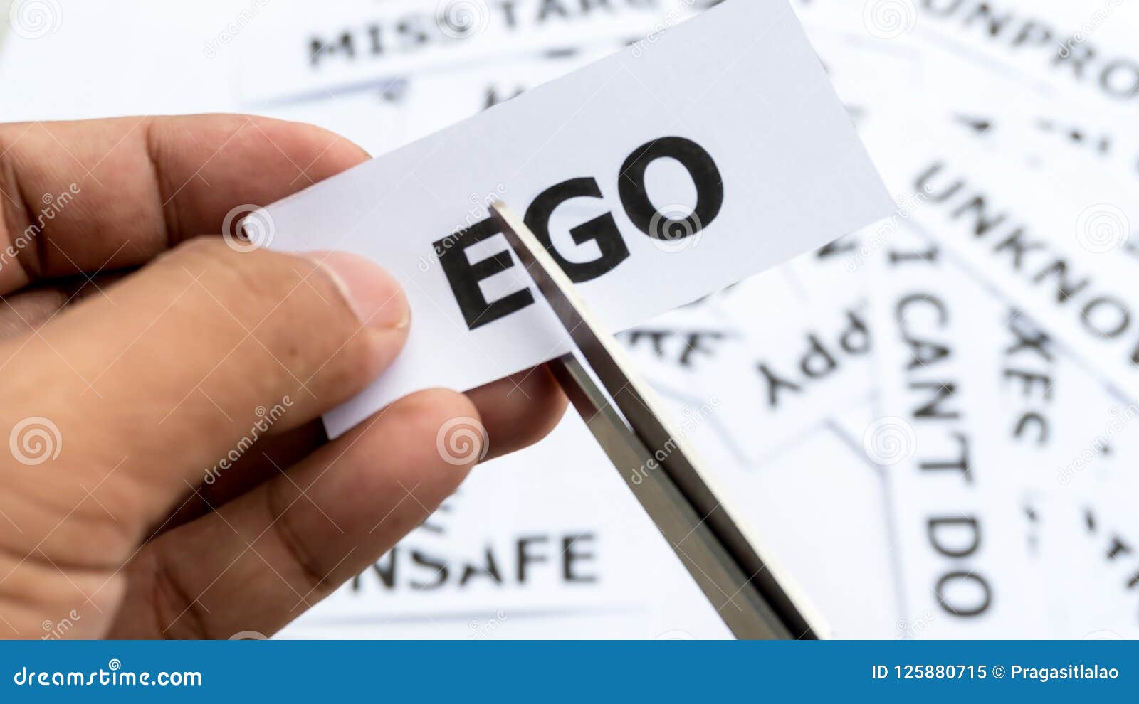 Ego Ego Ntext or Word Meaning on Paper in Hand Holding. Stock Image