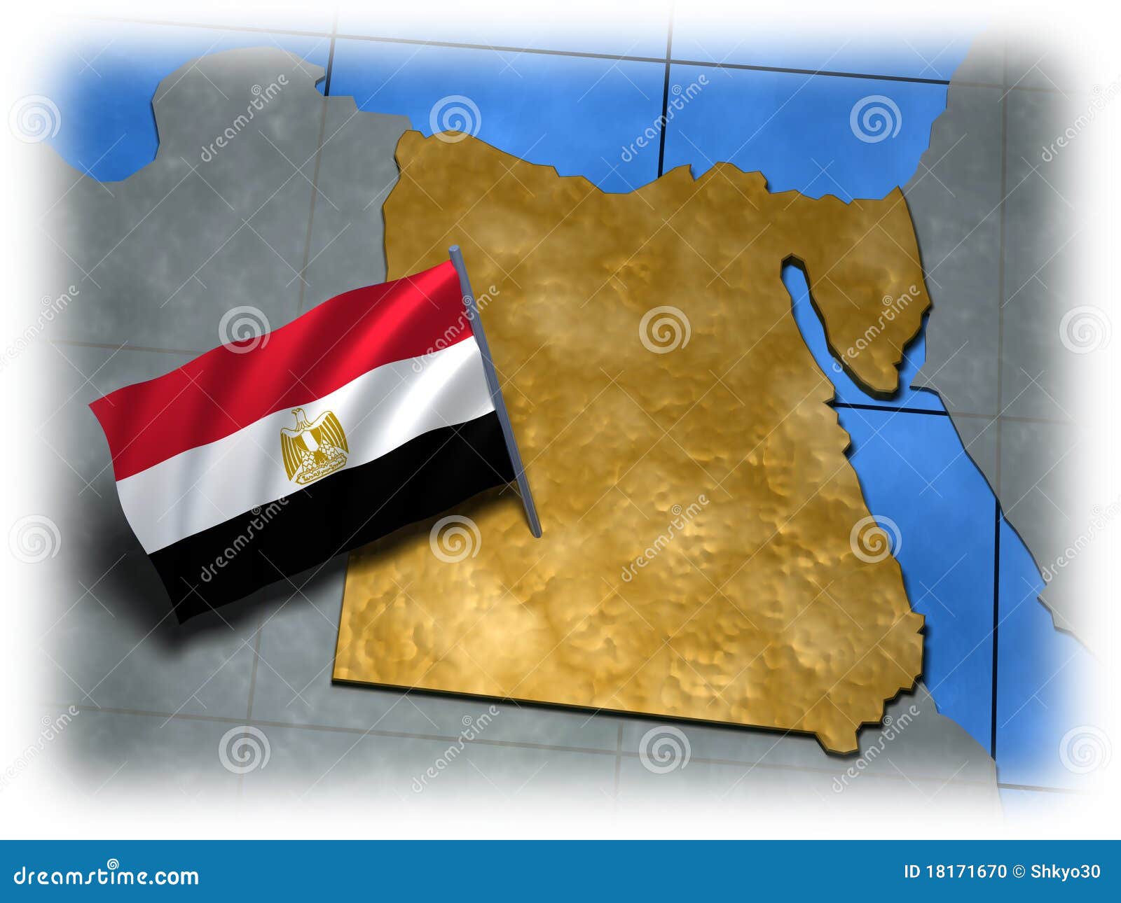 Egypt Country with Its Flag Stock Illustration Illustration of white