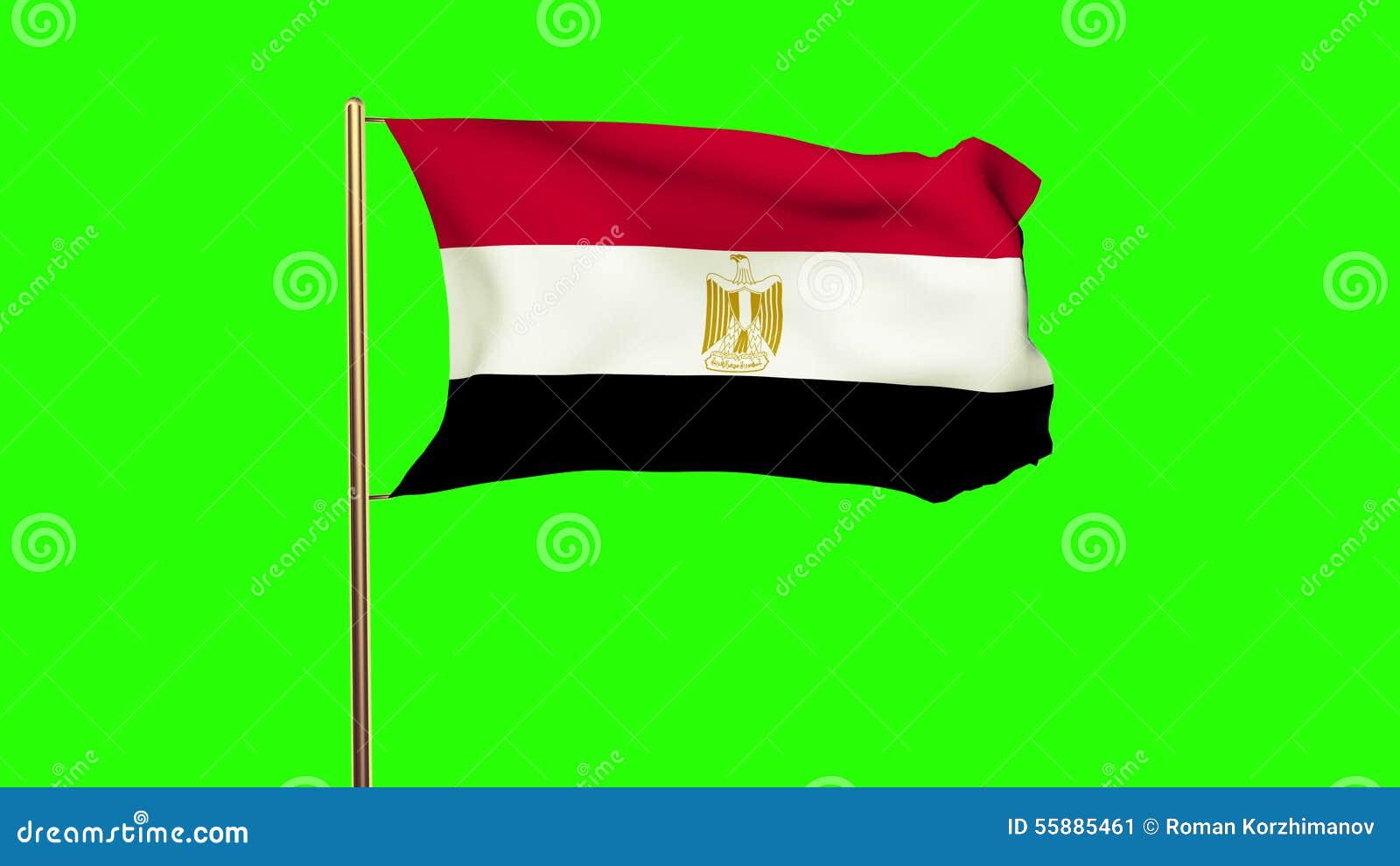 Egypt Flag Waving in the Wind. Green Screen, Alpha Stock Video Video