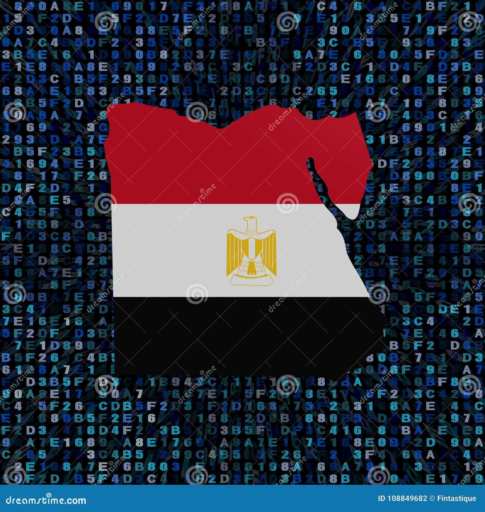 Egypt Map Flag on Hex Code Illustration Stock Illustration