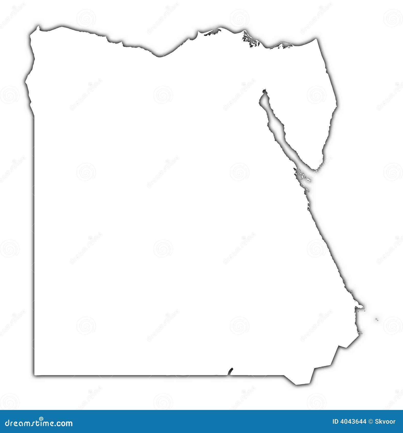 Egypt Outline Map With Shadow Stock Images - Image: 4043644
