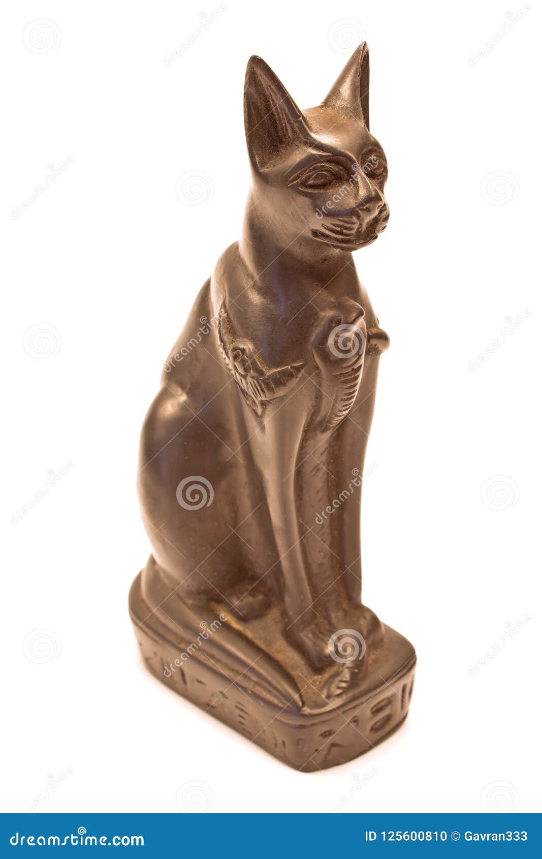 Egyptian Black Cat Statue Isolated on White Stock Photo - Image of