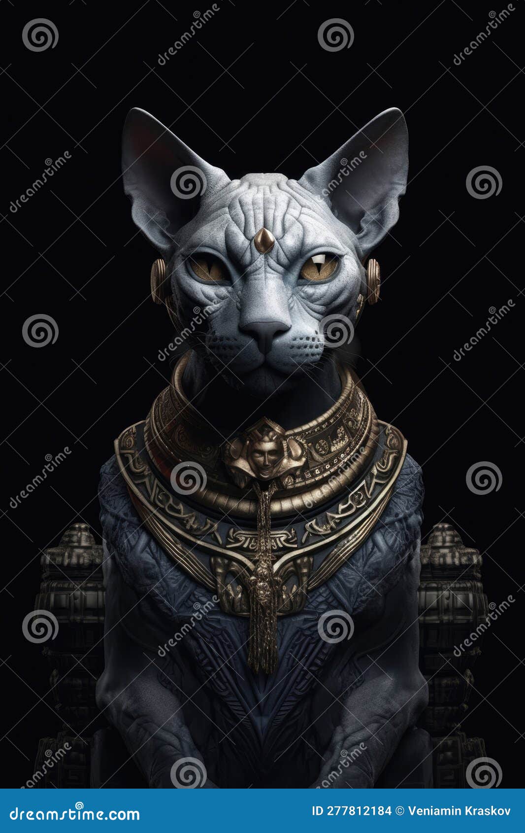 Egyptian cat Sphynx stock illustration. Illustration of golden 277812184