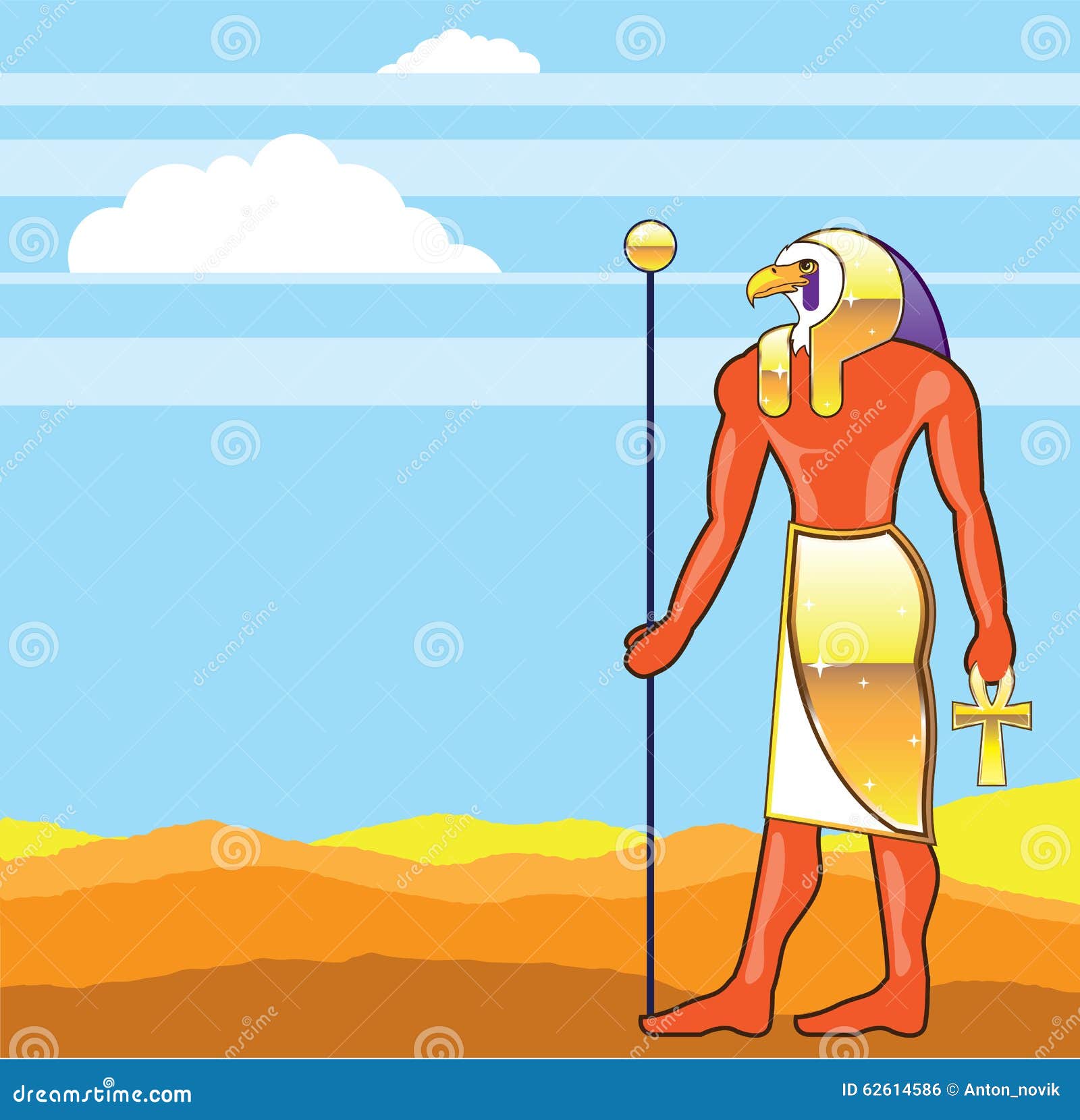 Egyptian God Vector Eagle Head Golden Vector Stock Vector