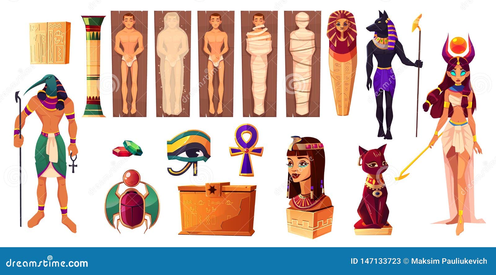 egyptian gods thoth and hathor. ancient attributes