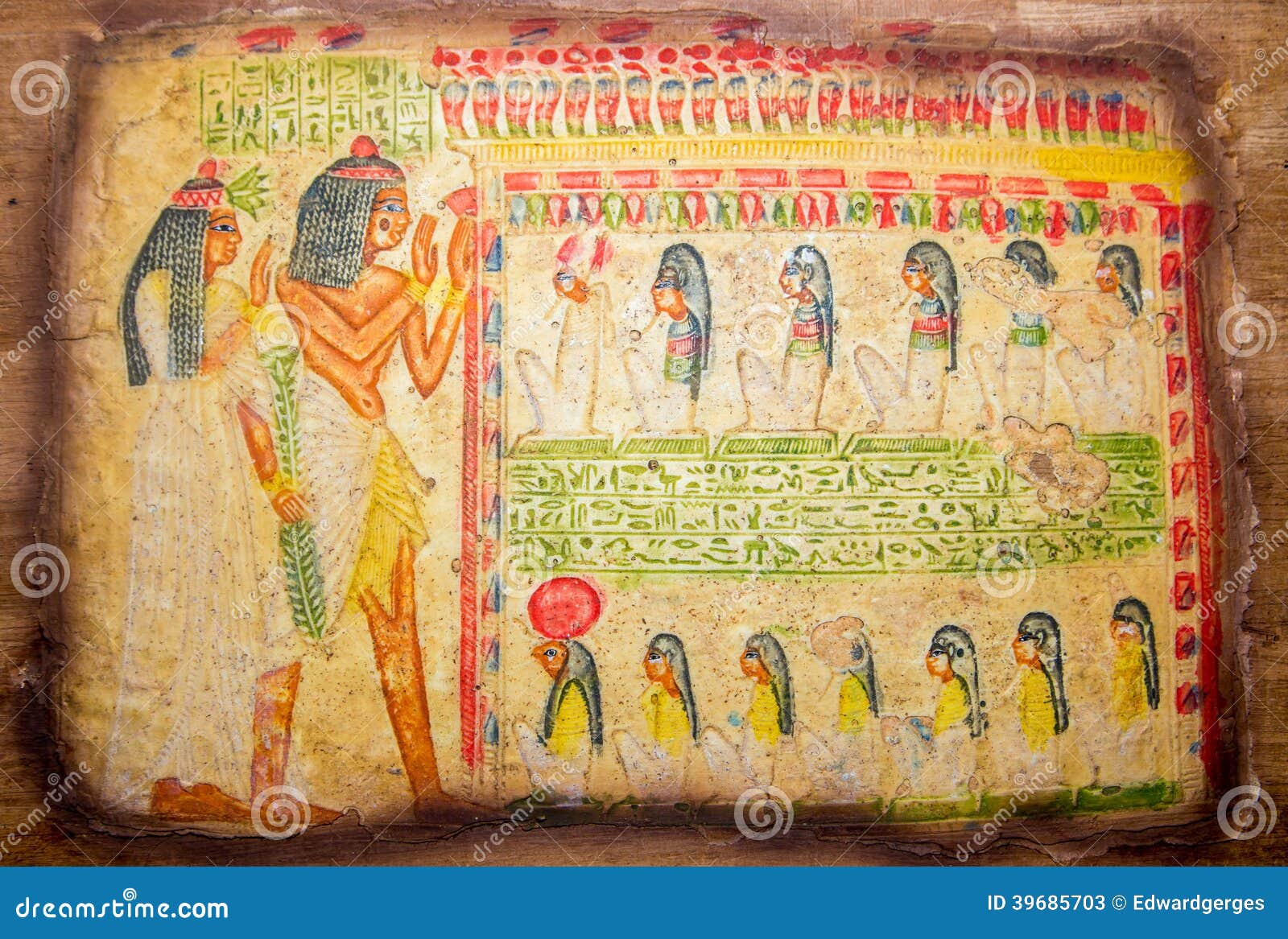 Egyptian Hand Painting on Papyrus Stock Image Image of egypt