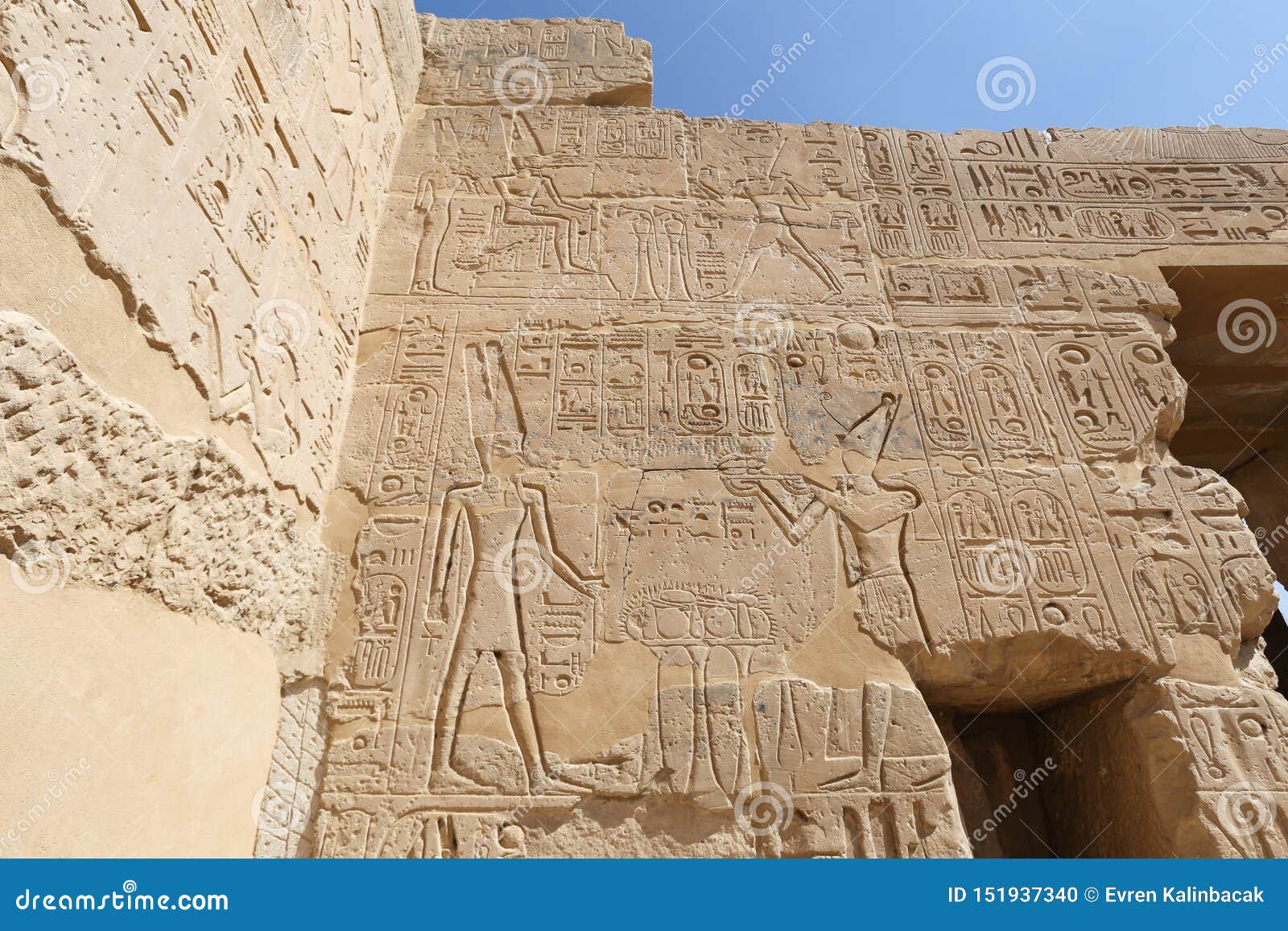 egyptian hieroglyphs in mortuary temple of seti i, luxor, egypt