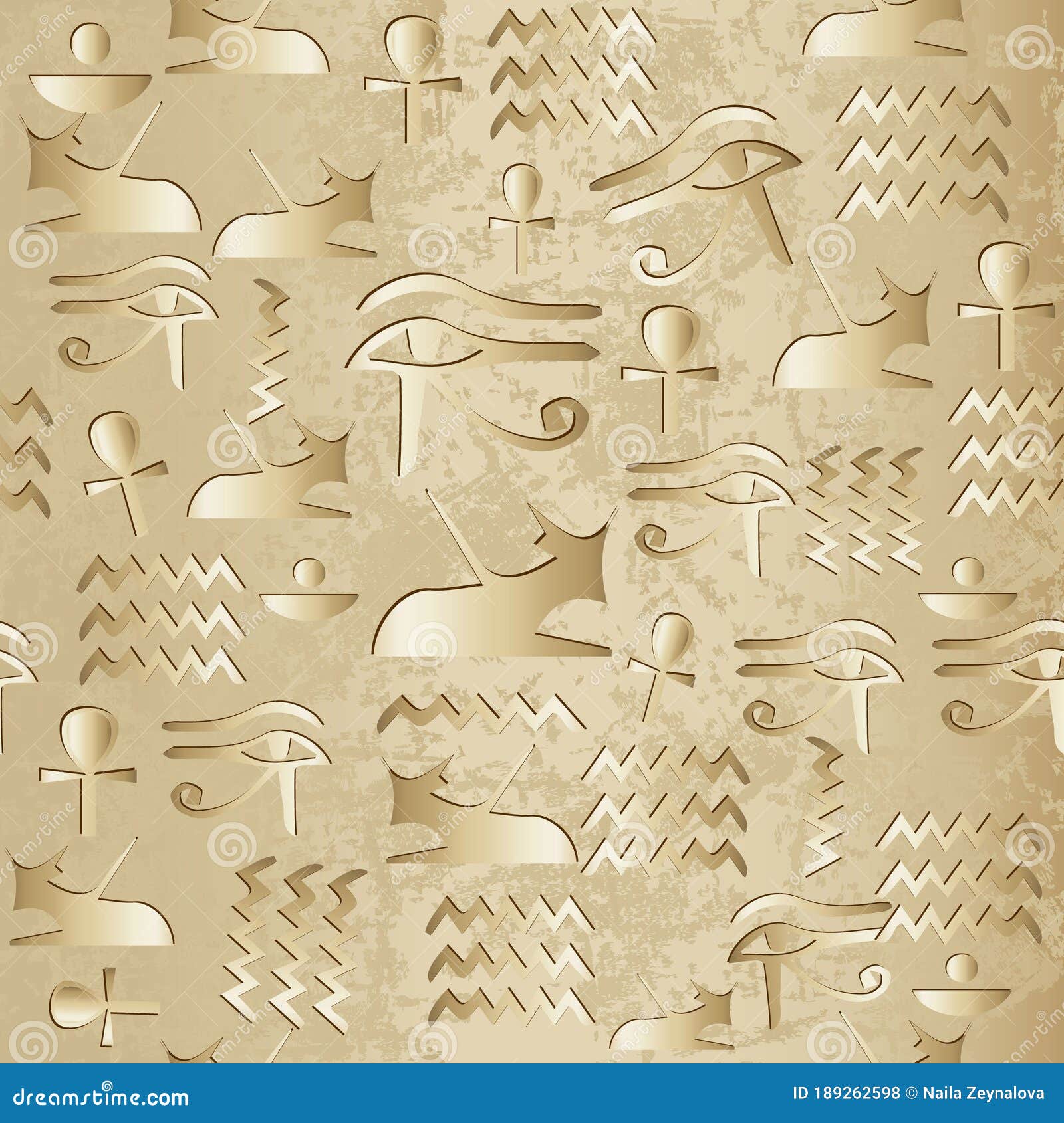 Vector Seamless Pattern Ancient Egypt Theme Unreadable Notes Hieroglyphs  Sketches Stock Vector by paseven 347973224