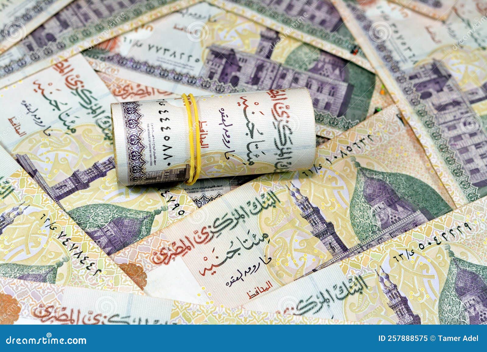 Egyptian Money Roll With Rubber Band Of 200 LE EGP Two Hundred Pounds egyptian-money-roll-with-rubber-band-of-200-le-egp-two-hundred-pounds