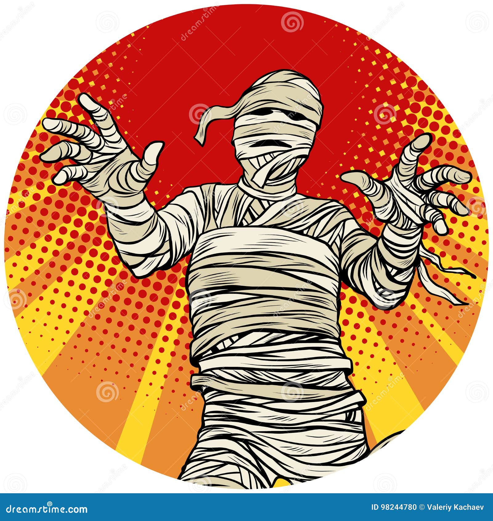 egyptian mummy walking pop art avatar character icon