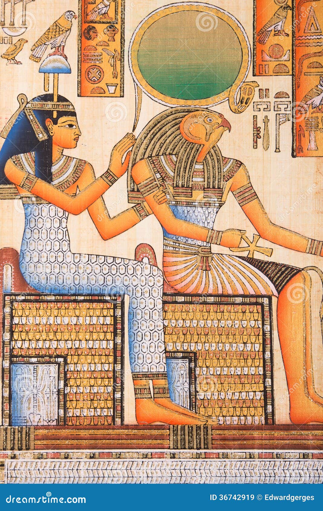 Egyptian Painting On Papyrus Stock Illustration - Image: 36742919