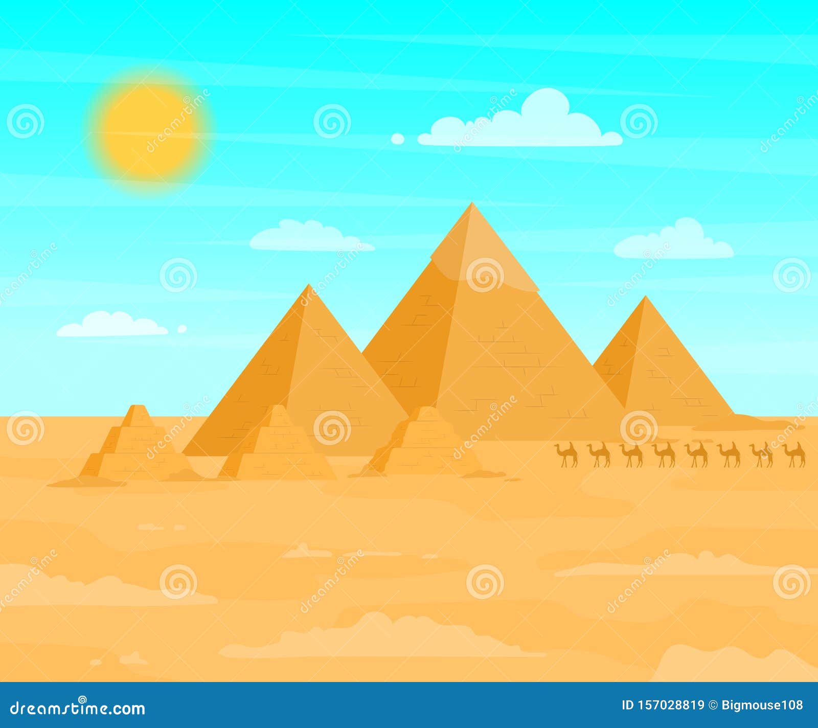Egyptian Pyramids Travel and Tourism Concept on a Desert Landscape ...