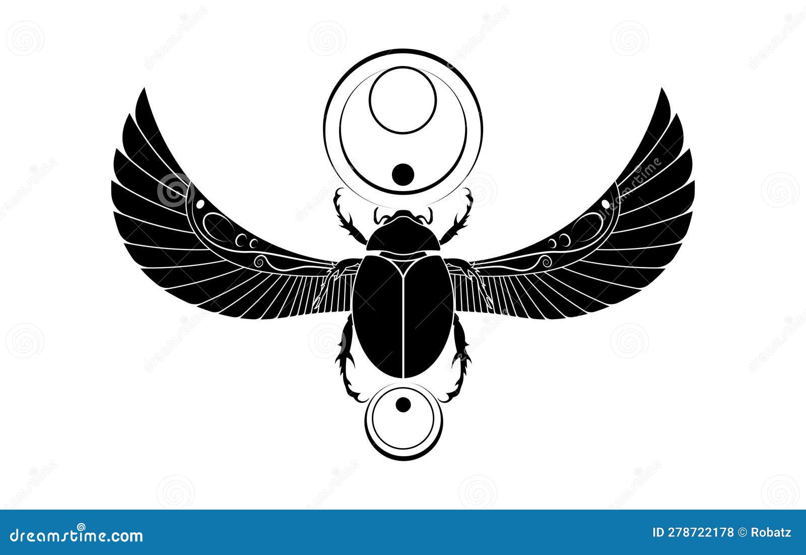 Egyptian Sacred Scarab Wall Art Design. Beetle with Wings. Vector ...