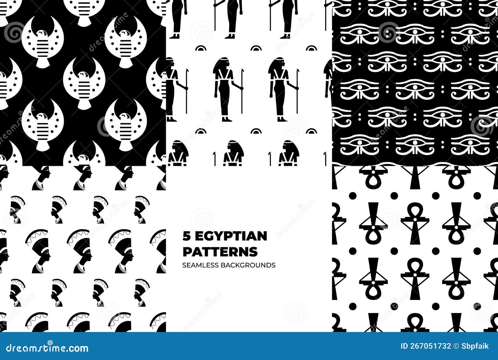 egyptian seamless pattern set