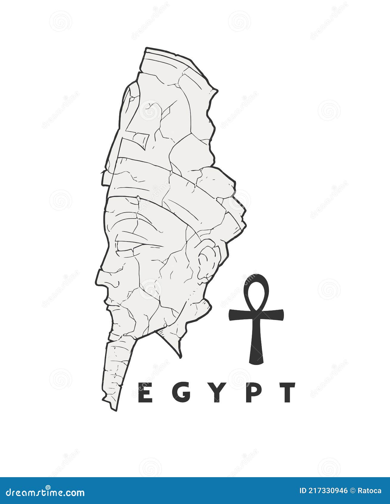 Egyptian statue head draw stock vector. Illustration of religion