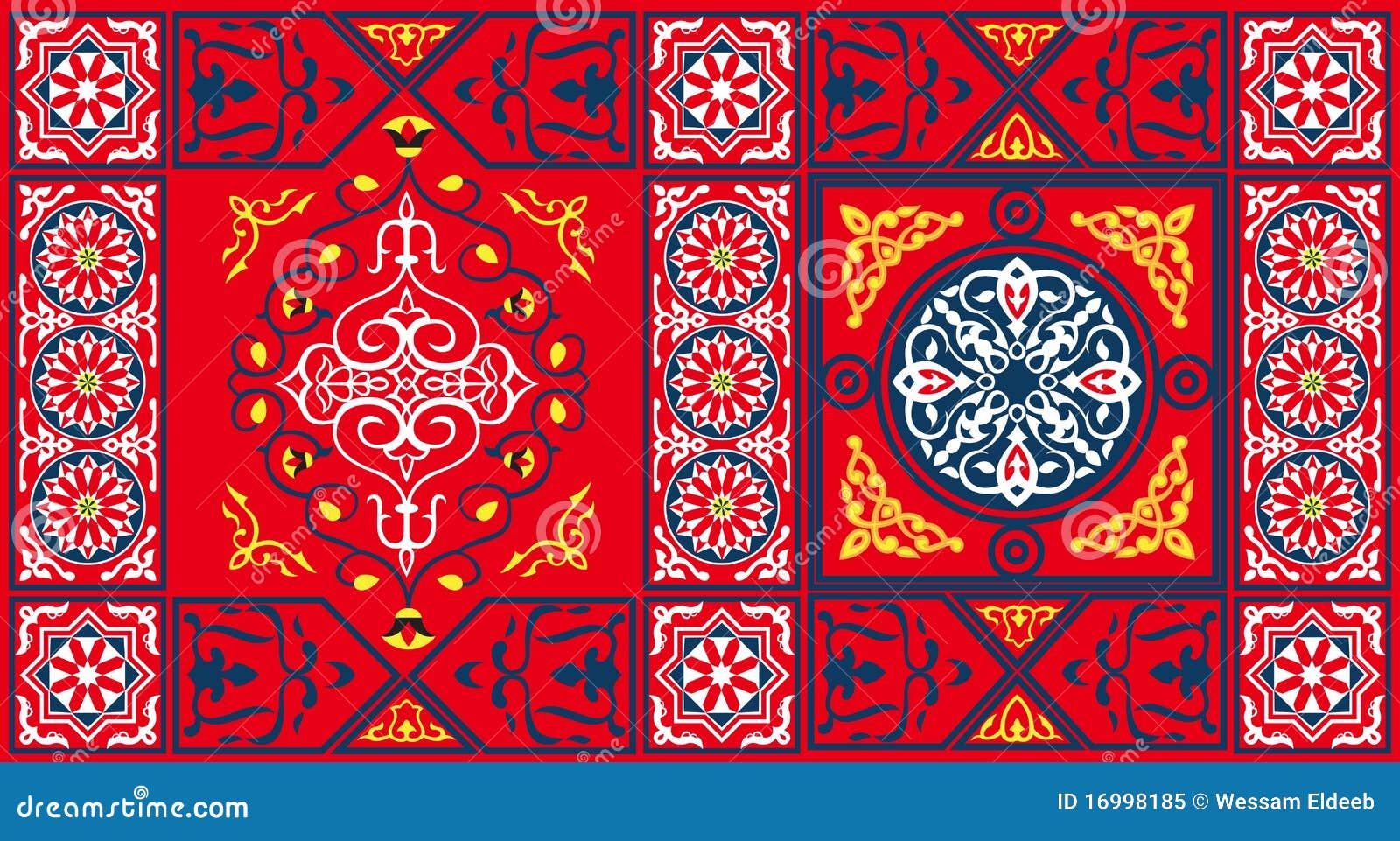 egyptian tent fabric pattern 2-red