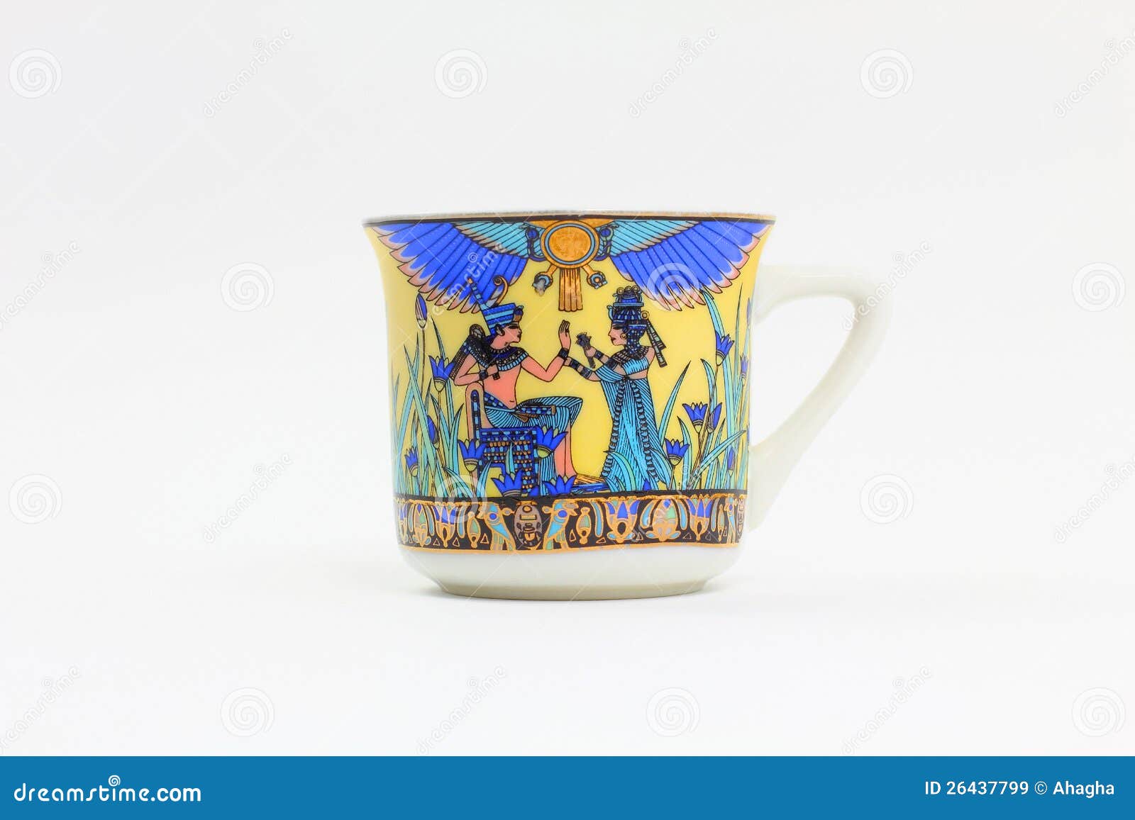 EgyptianThemed Coffee Cup stock image. Image of painted 26437799