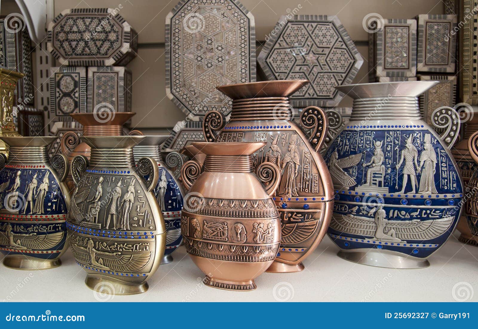 Egyptian Vases are on the Showcase Stock Image Image of egyptian