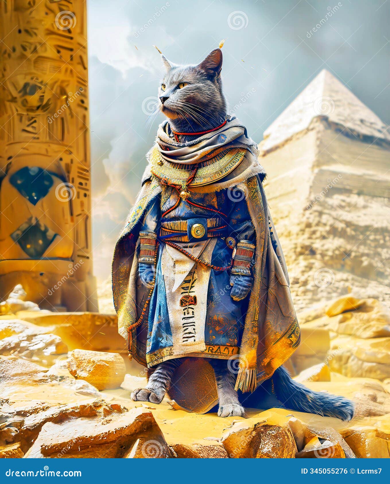 egyptian warrior cat in royal armor