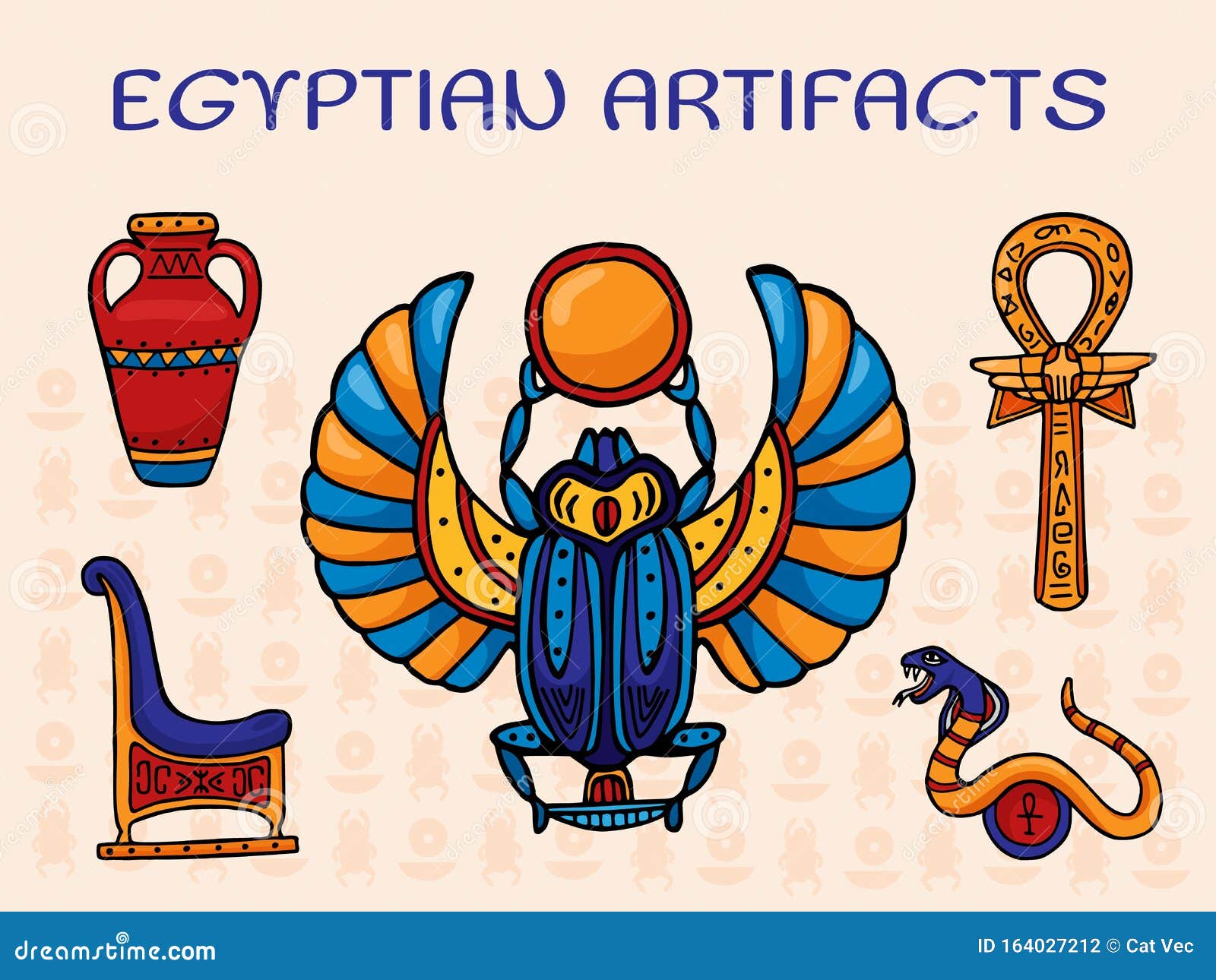 Druipend Rust uit koffie Egyptische Illustratie Van Artefacten-vector Een Set Heilige Symbolen En  Decoraties Van Oude Egyptische Sjaal, Vaas, Kruis Vector Illustratie -  Illustration of antiquiteiten, ontwerp: 164027212