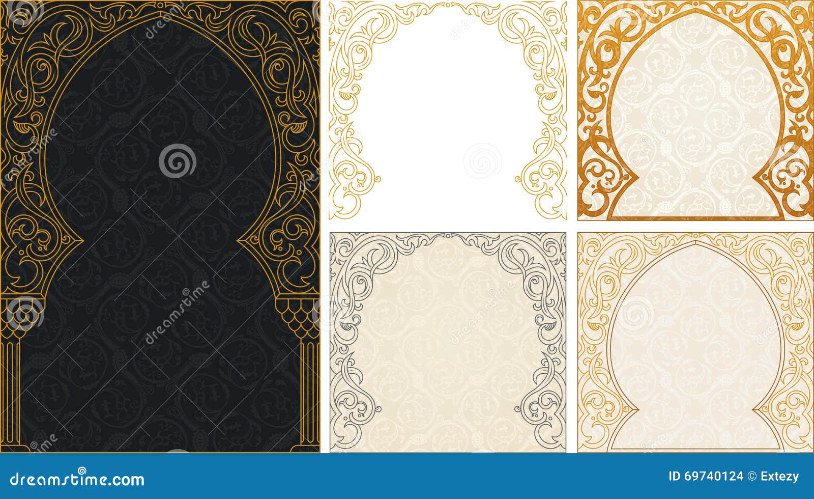 Eid Al Adha Greetings Backgrounds Set Stock Vector 