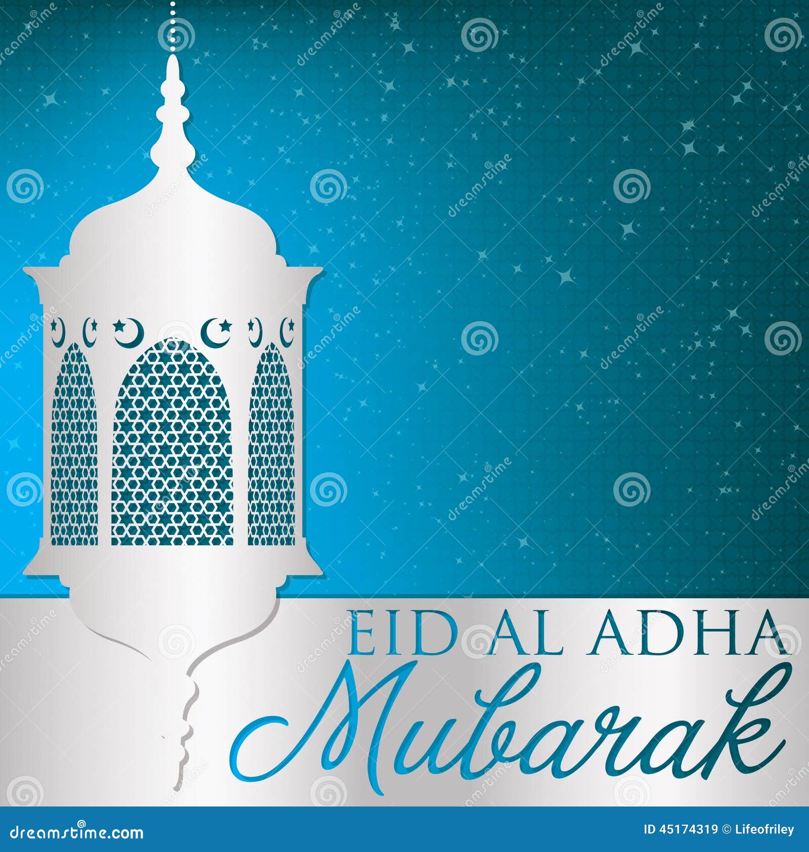 Eid Al Adha lantern card in vector format.