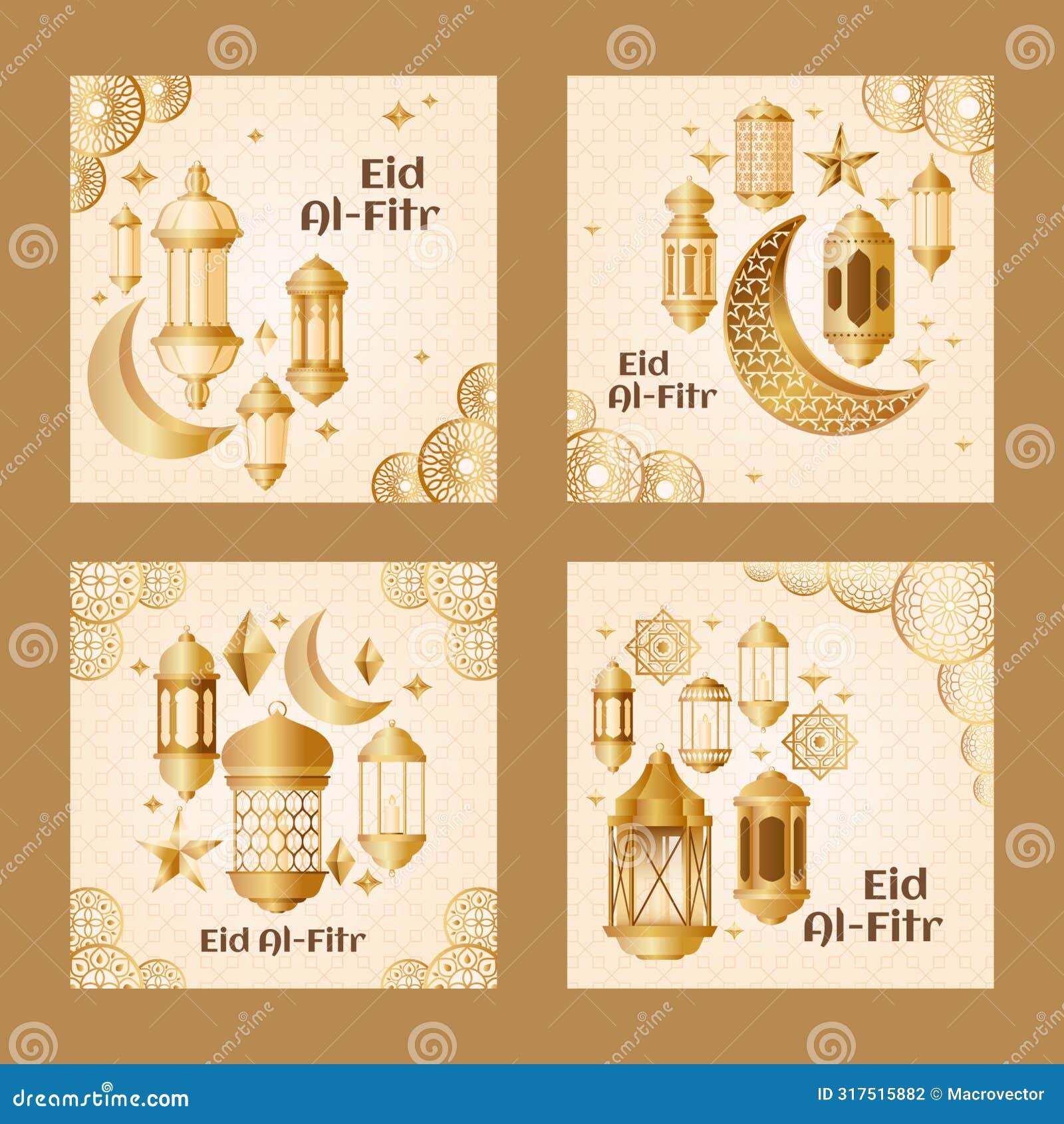 eid al fitr cards in gradient 