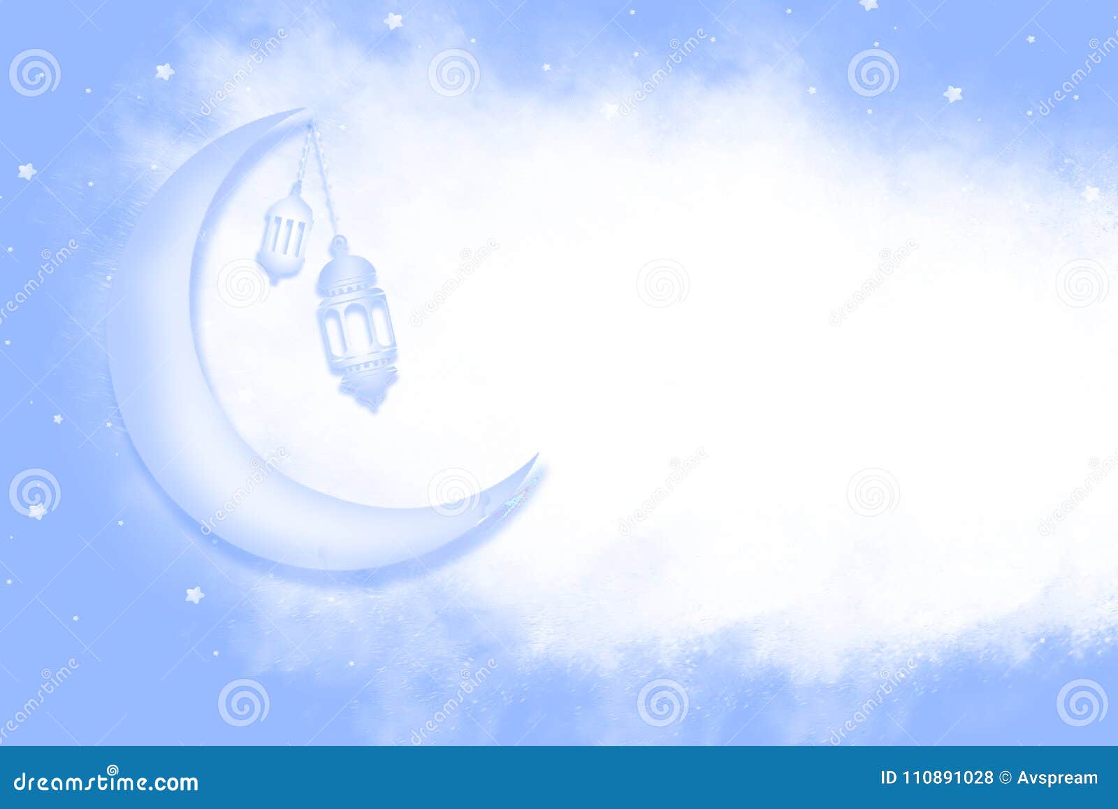 Eid Mubarak Background With Shiny Moon And Stars. Illustration 110891028 -  Megapixl