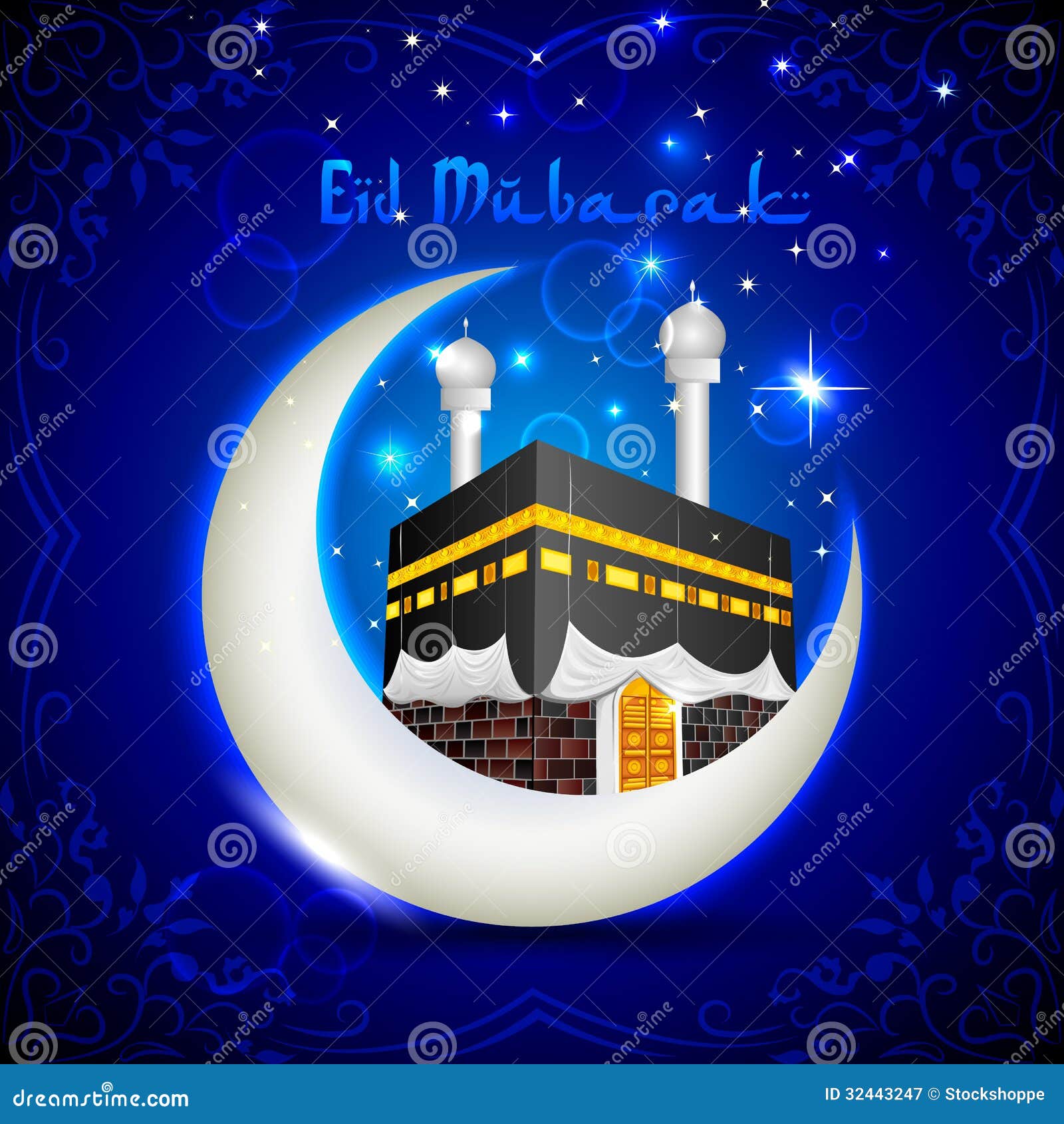 Eid Mubarak (Blessing Fo Eid) With Kaaba On Moon Royalty 