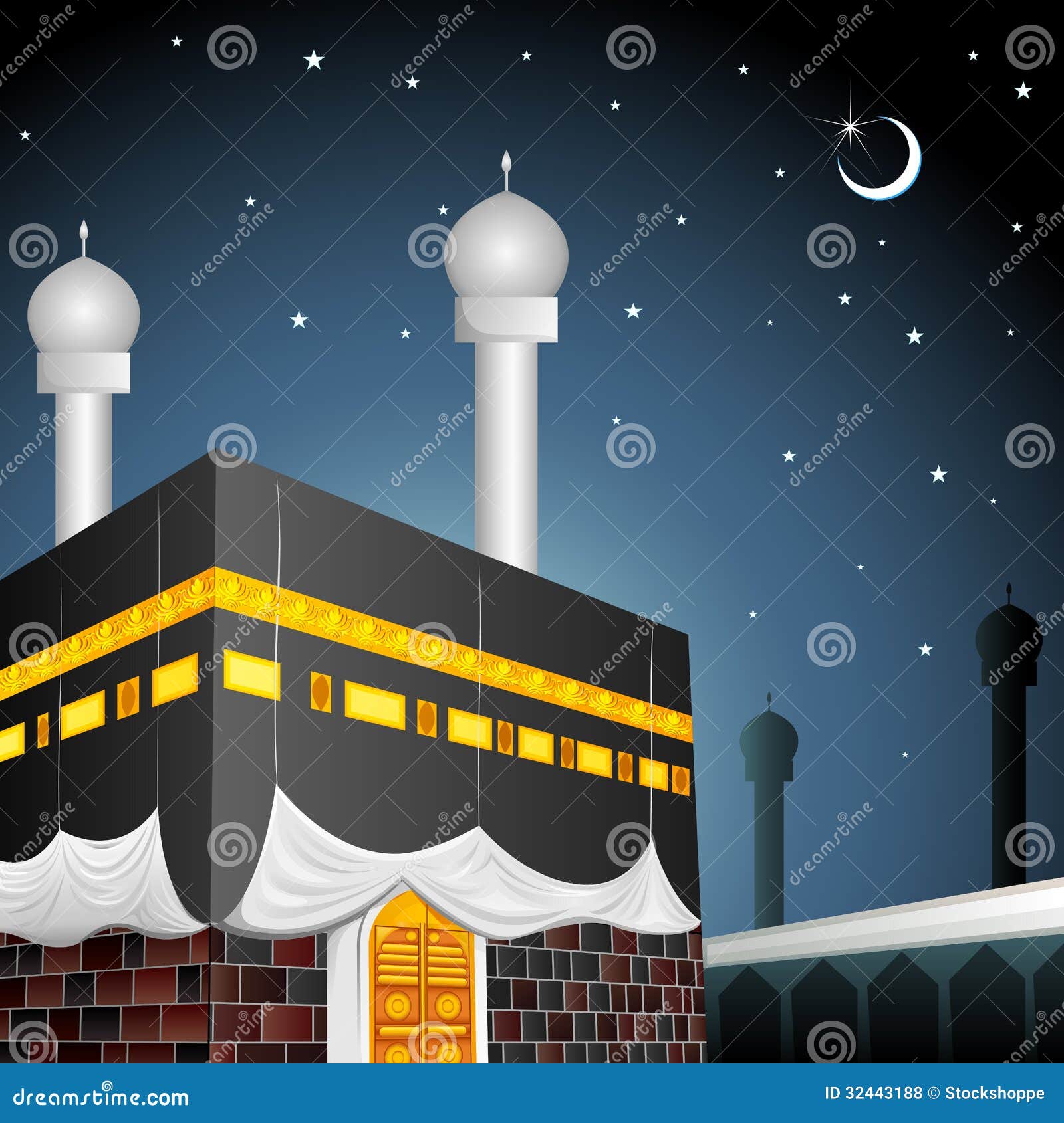 Eid Mubarak (Blessing Fo Eid) With Kaaba Royalty Free Eid Mubarak (Blessing Fo Eid) With Kaaba Royalty Free