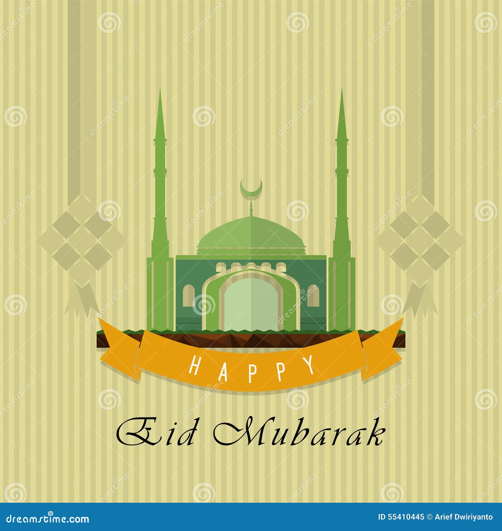 Eid Mubarak Greeting Card Cartoon Vector  CartoonDealer 