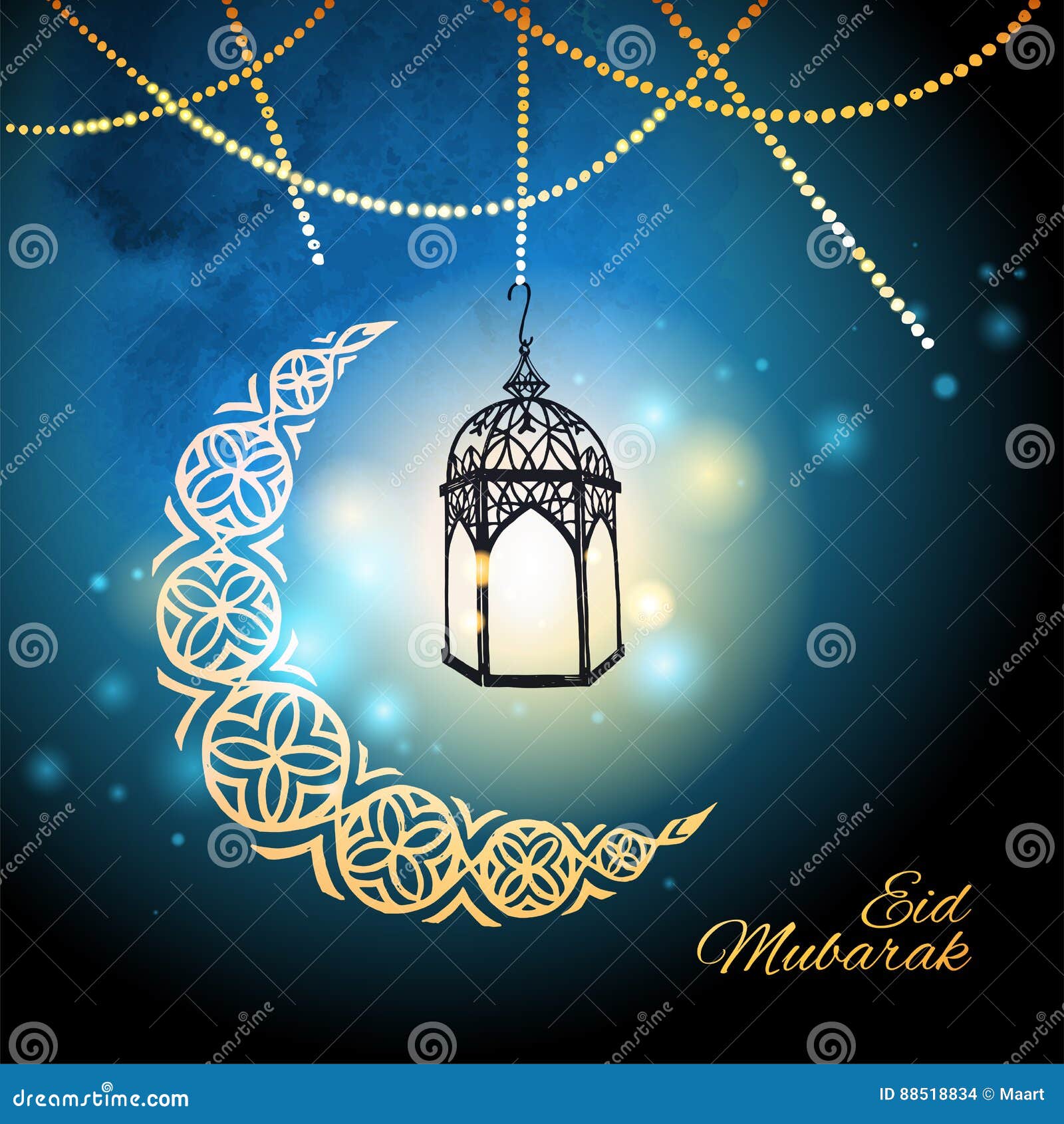 Eid Mubarak Greeting Card Cartoon Vector  CartoonDealer 