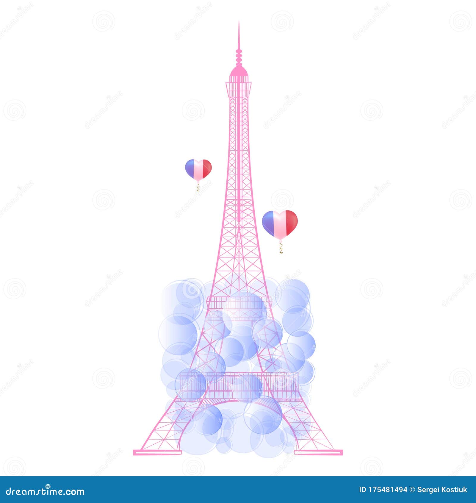 The Eiffel Tower and Balloons. Vector Illustration Stock Vector ...