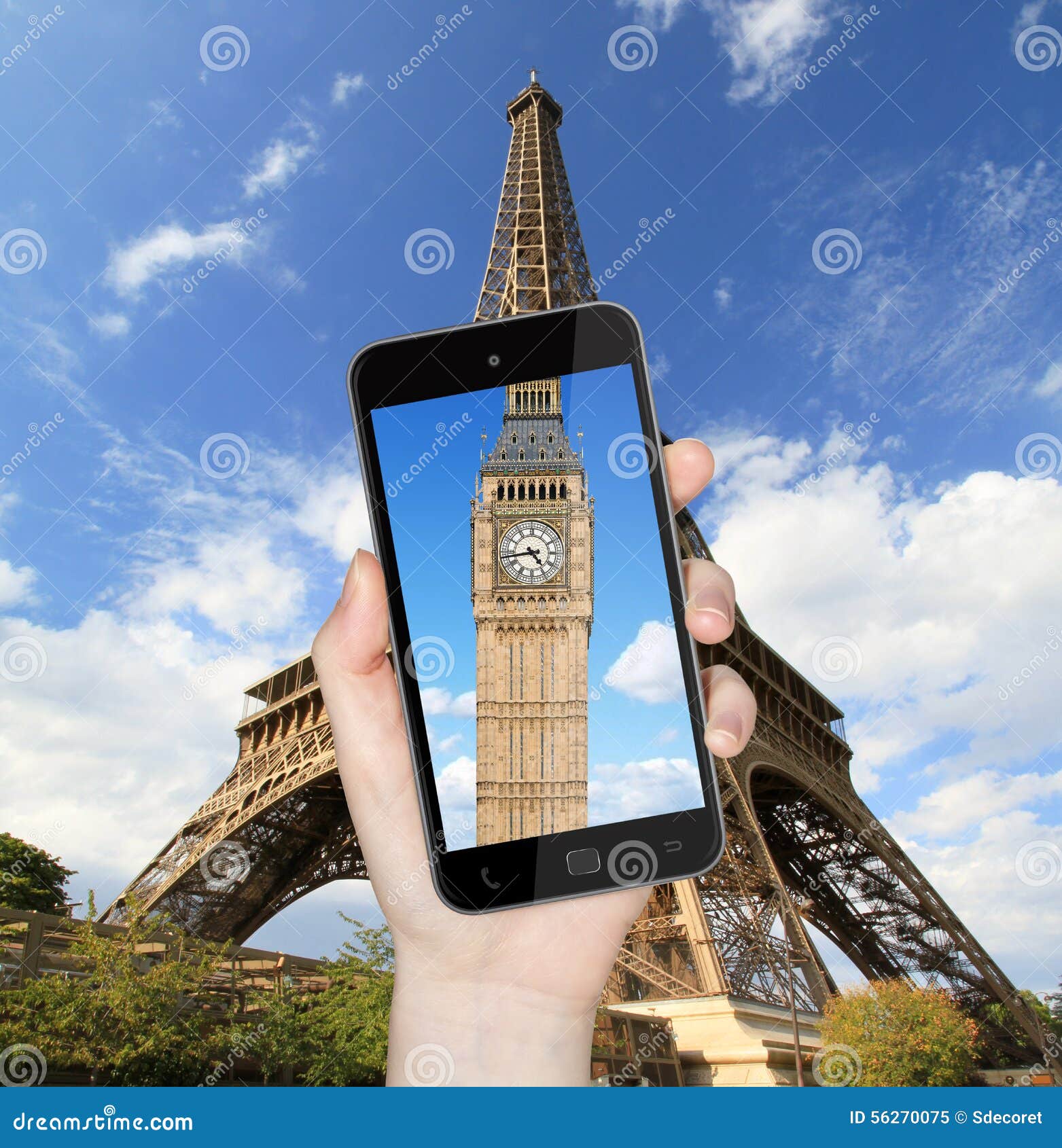 Eiffel Tower and Big Ben stock illustration. Illustration of technology