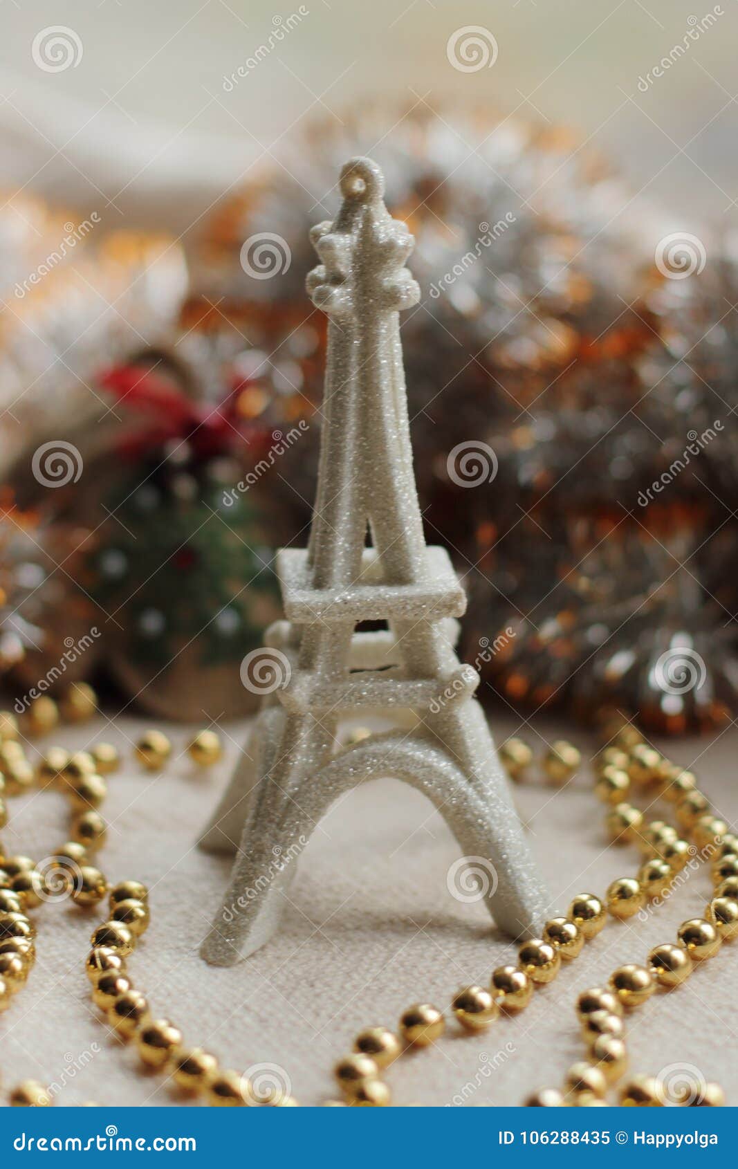 Eiffel Tower Christmas Tree Decor with Lights Stock Image  Image of