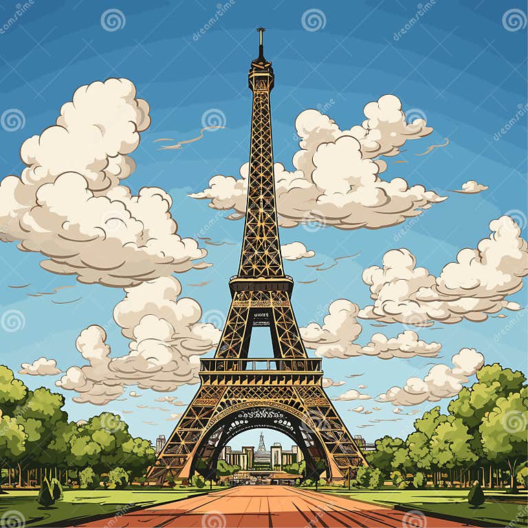 Eiffel Tower Hand-drawn Comic Illustration. Eiffel Tower. Vector Doodle ...