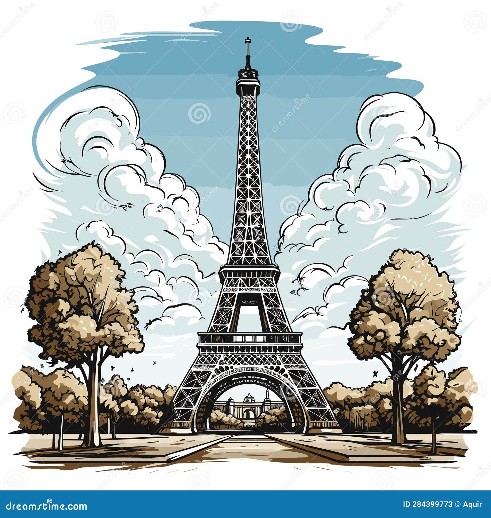 Eiffel Tower Hand-drawn Comic Illustration. Eiffel Tower. Vector Doodle ...