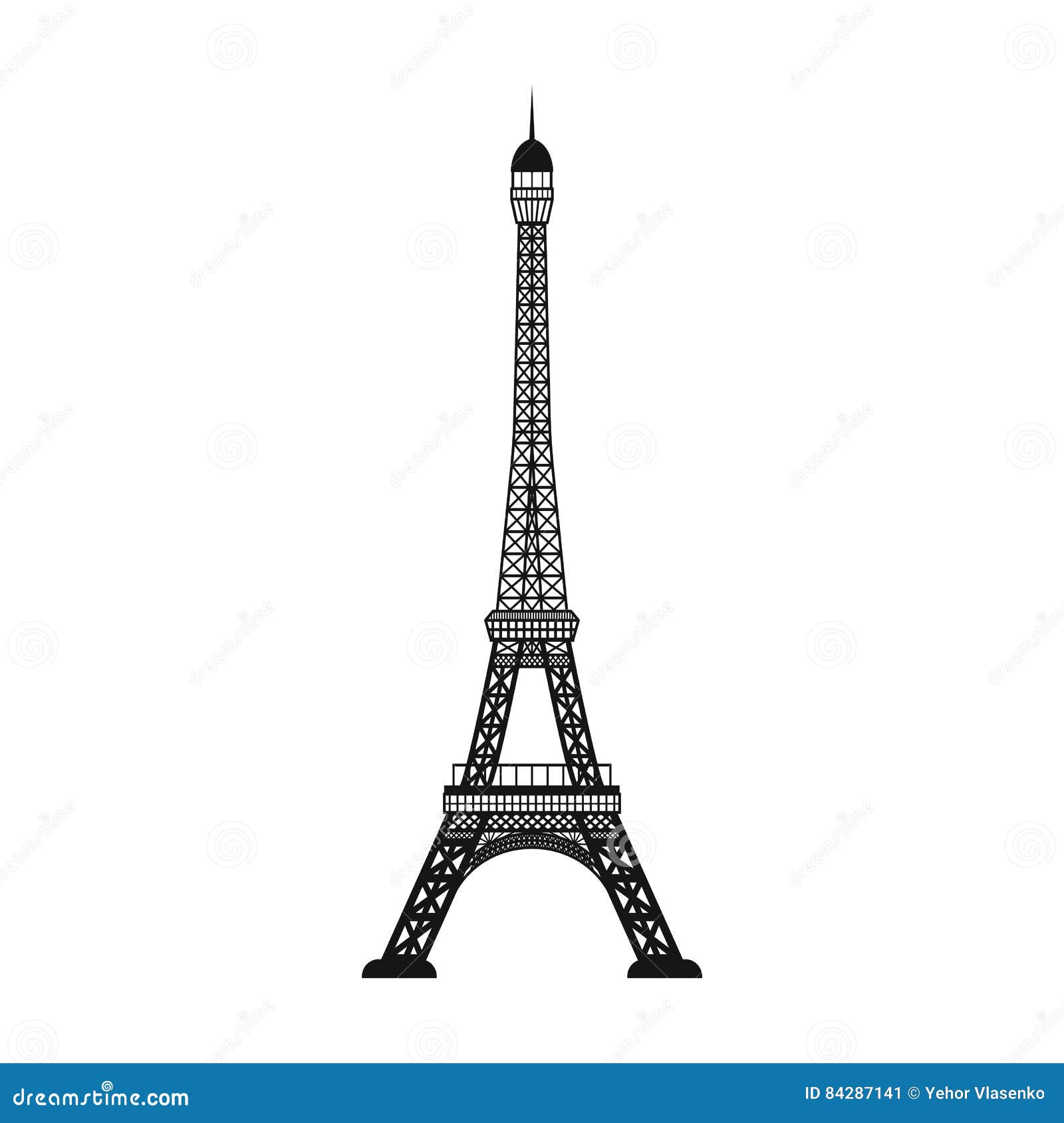 Eiffel Tower Logo Monochrome Design Style Stock Vector