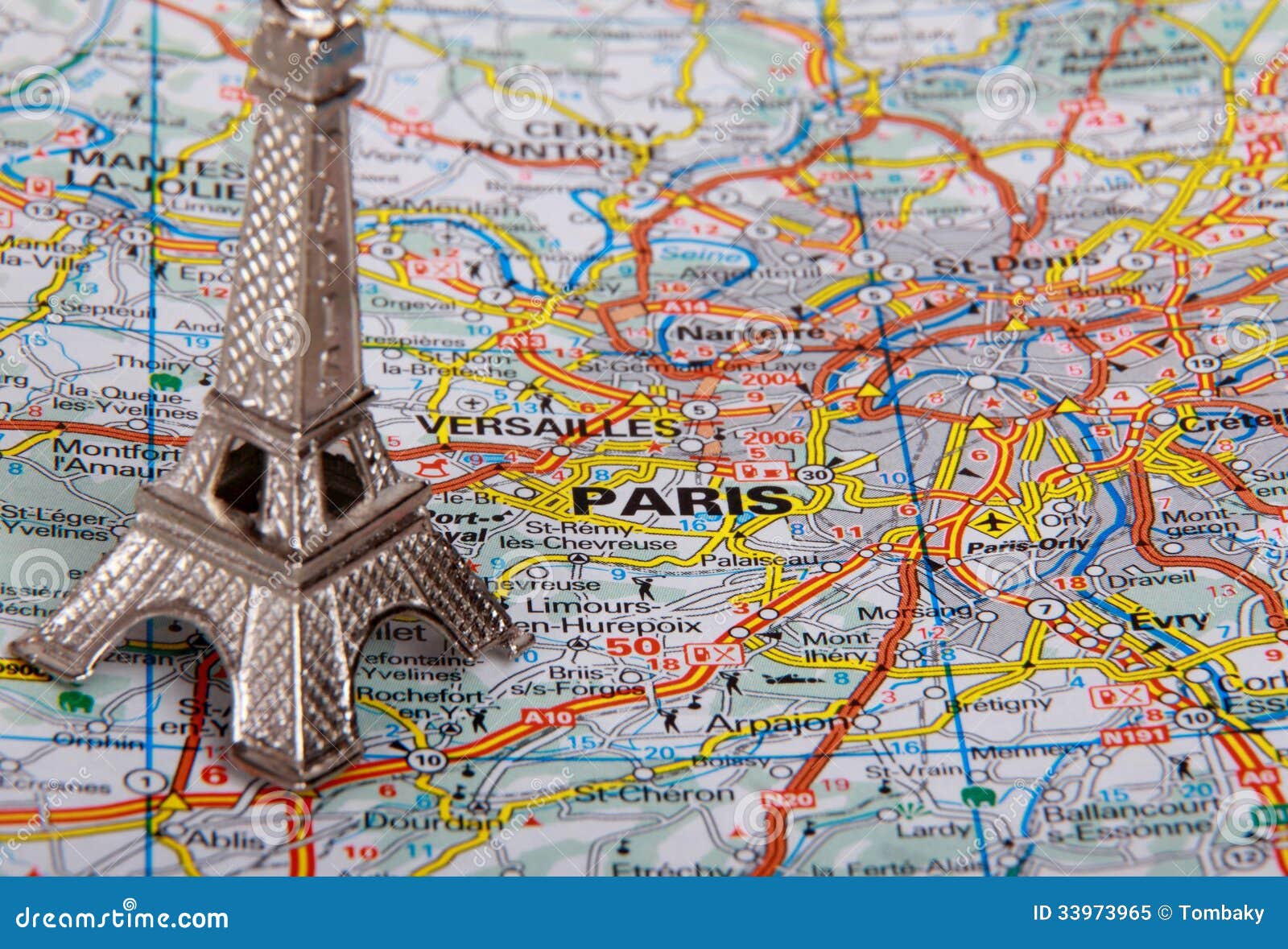 Eiffel Tower On A Map Of Paris Royalty Free Stock Photo ...