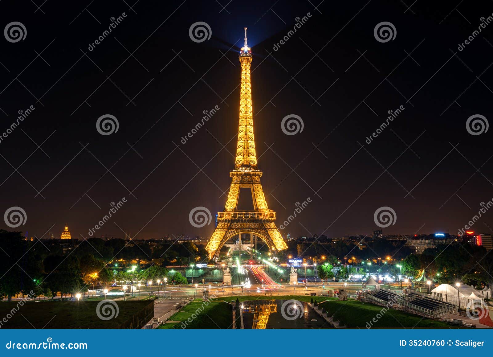 The Eiffel Tower At Night In Paris Editorial Image Image Of